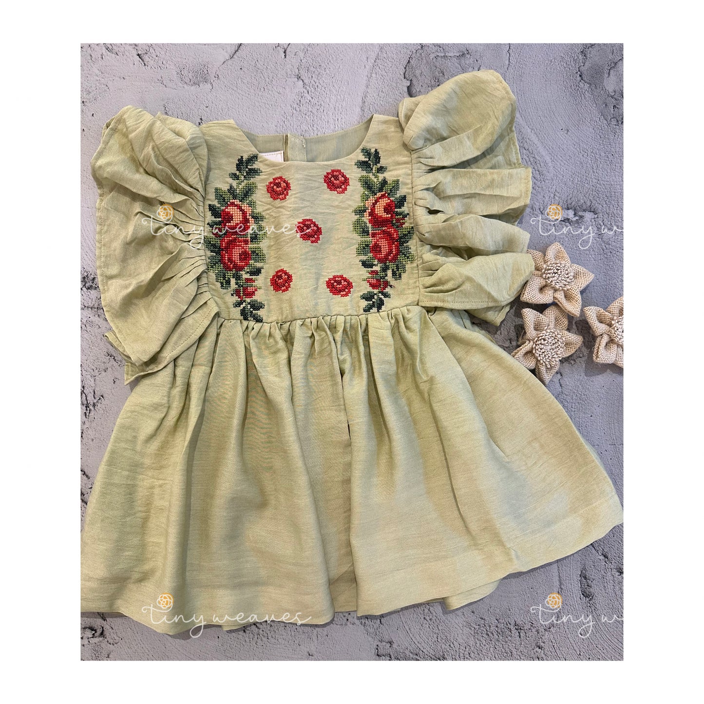 Rosette ruffle dress
