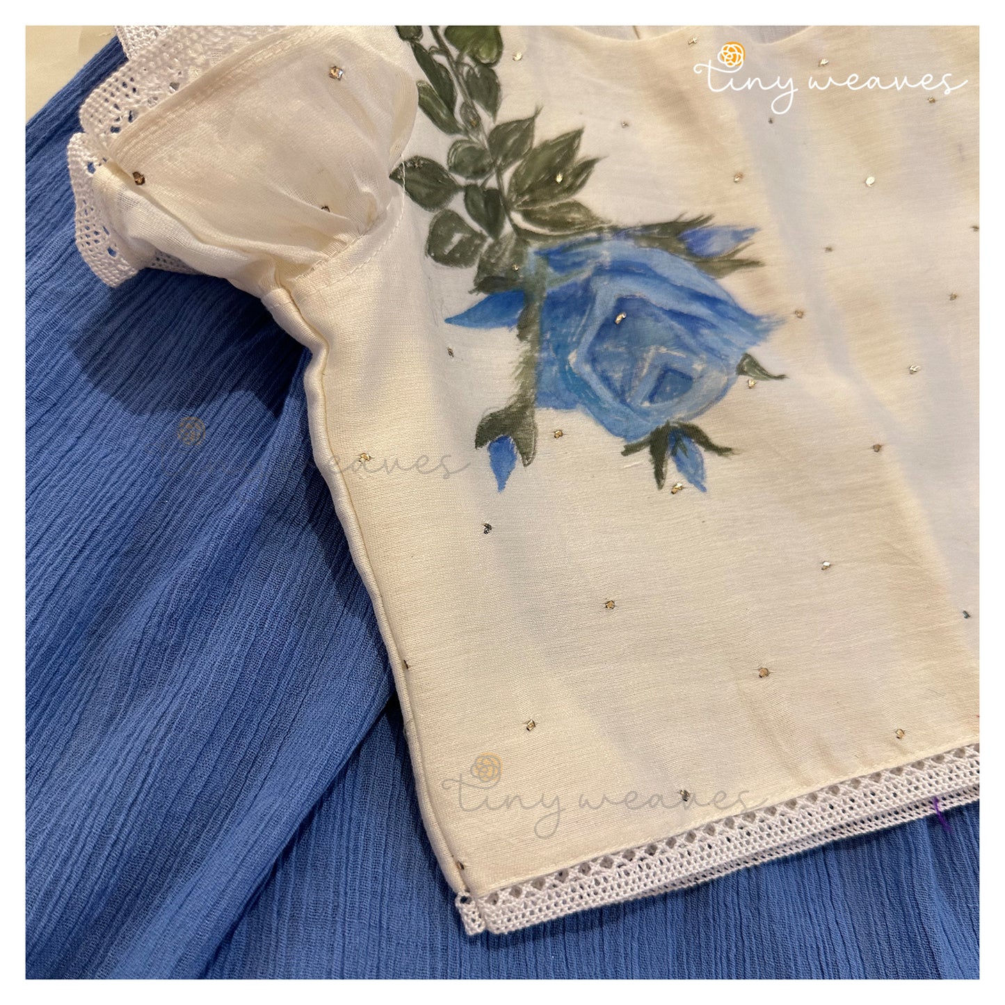 Falling rose set in blue