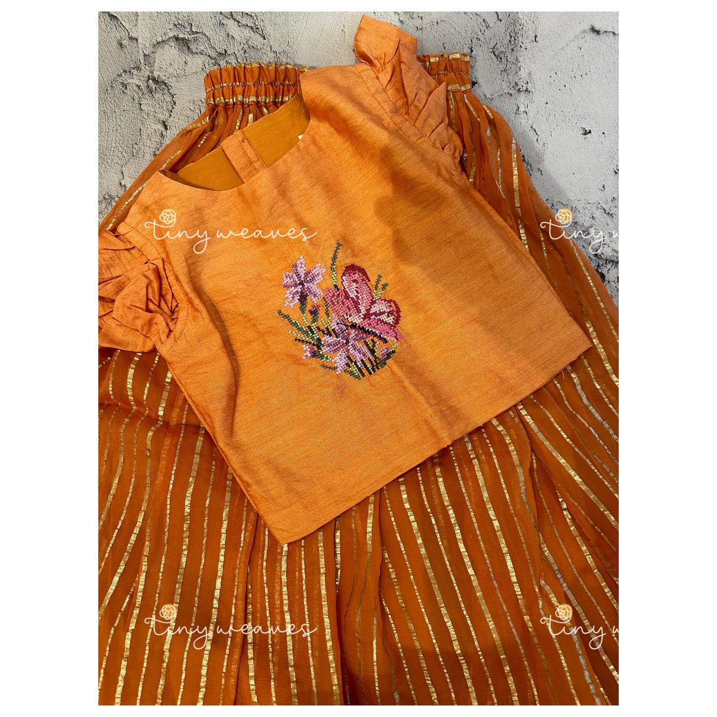 Magical butterfly skirt set in orange