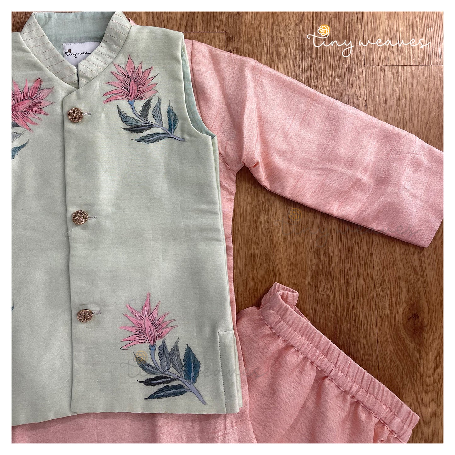 Tulip bandi and kurta set - pink and green