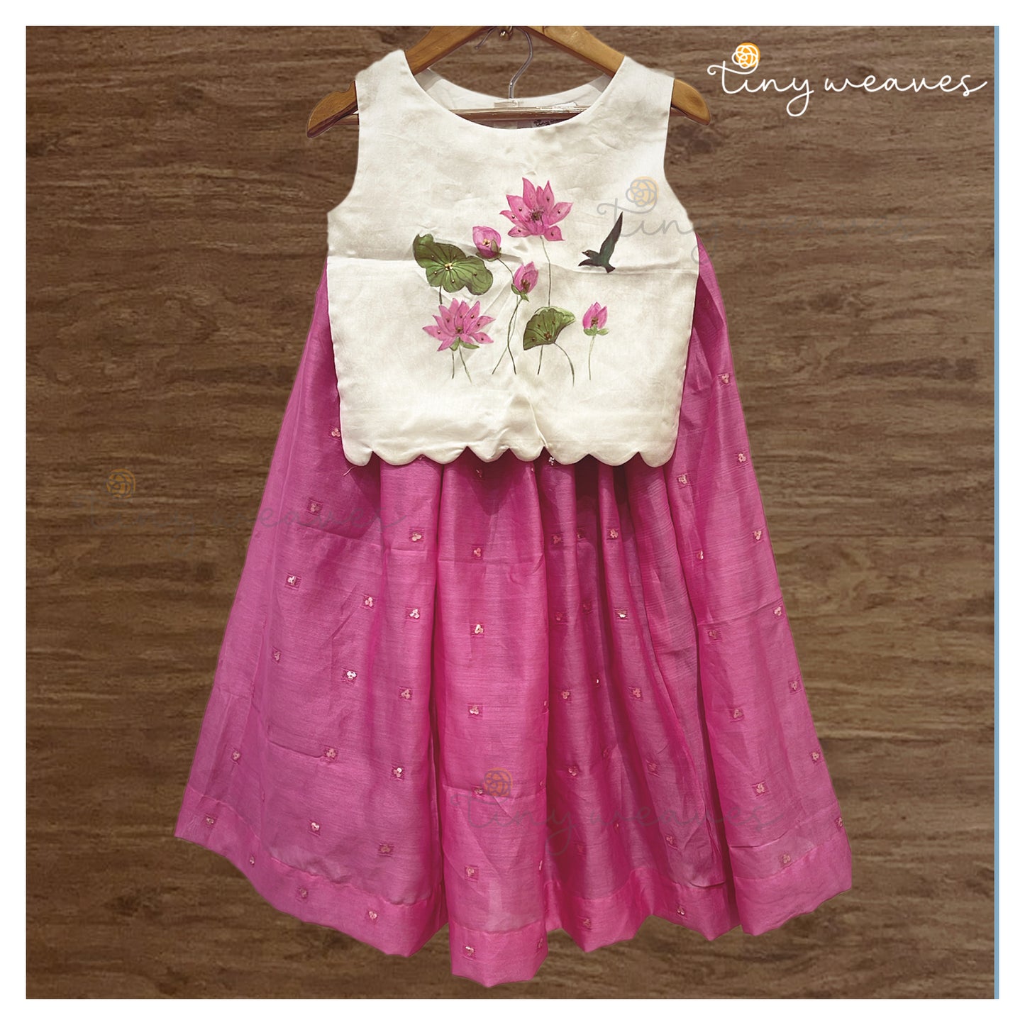 Lotus hand painted skirt set - pink