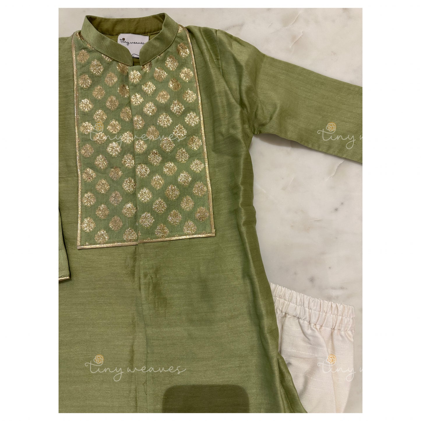 Chanderi yoke kurta set