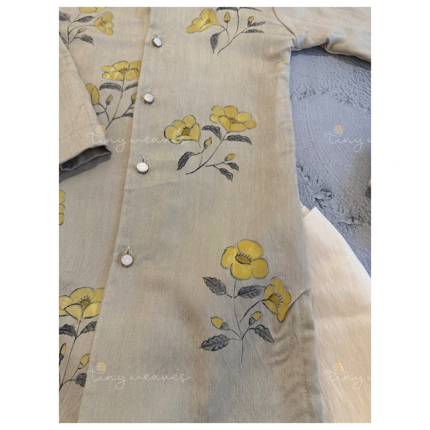 Yellow floral kurta set