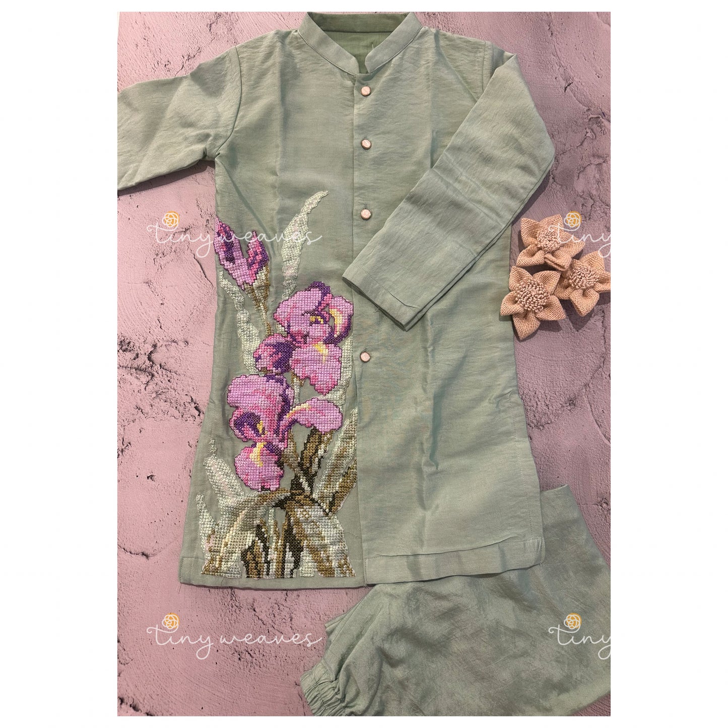 Creeper mint kurta set