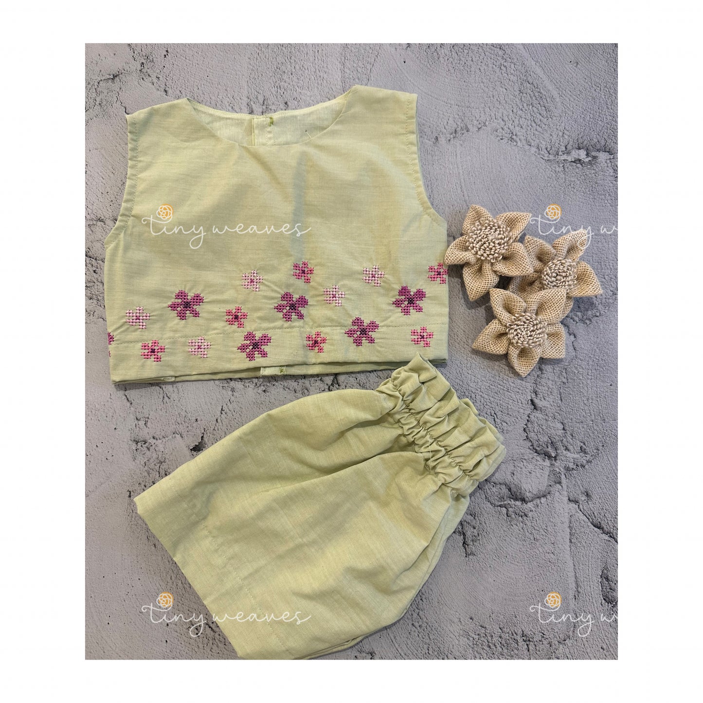 Floral cross stitch co-ord set
