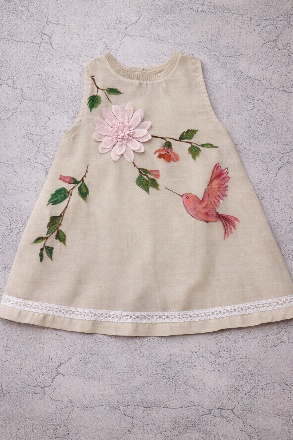 The crochet bird dress in white