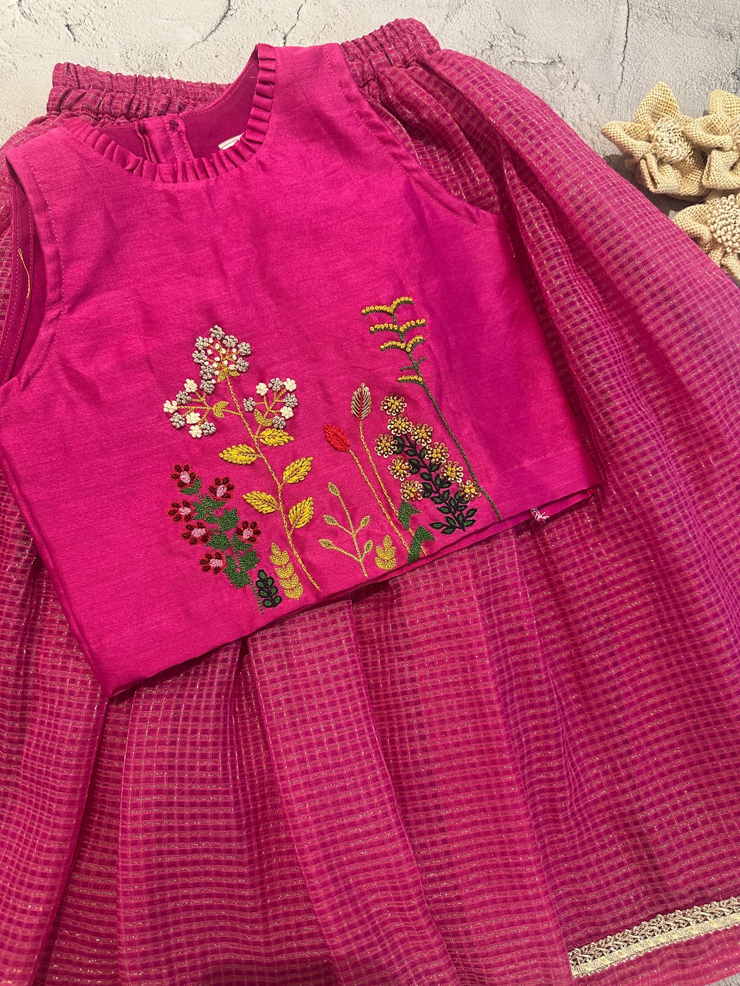 Hot pink Kota garden skirt set