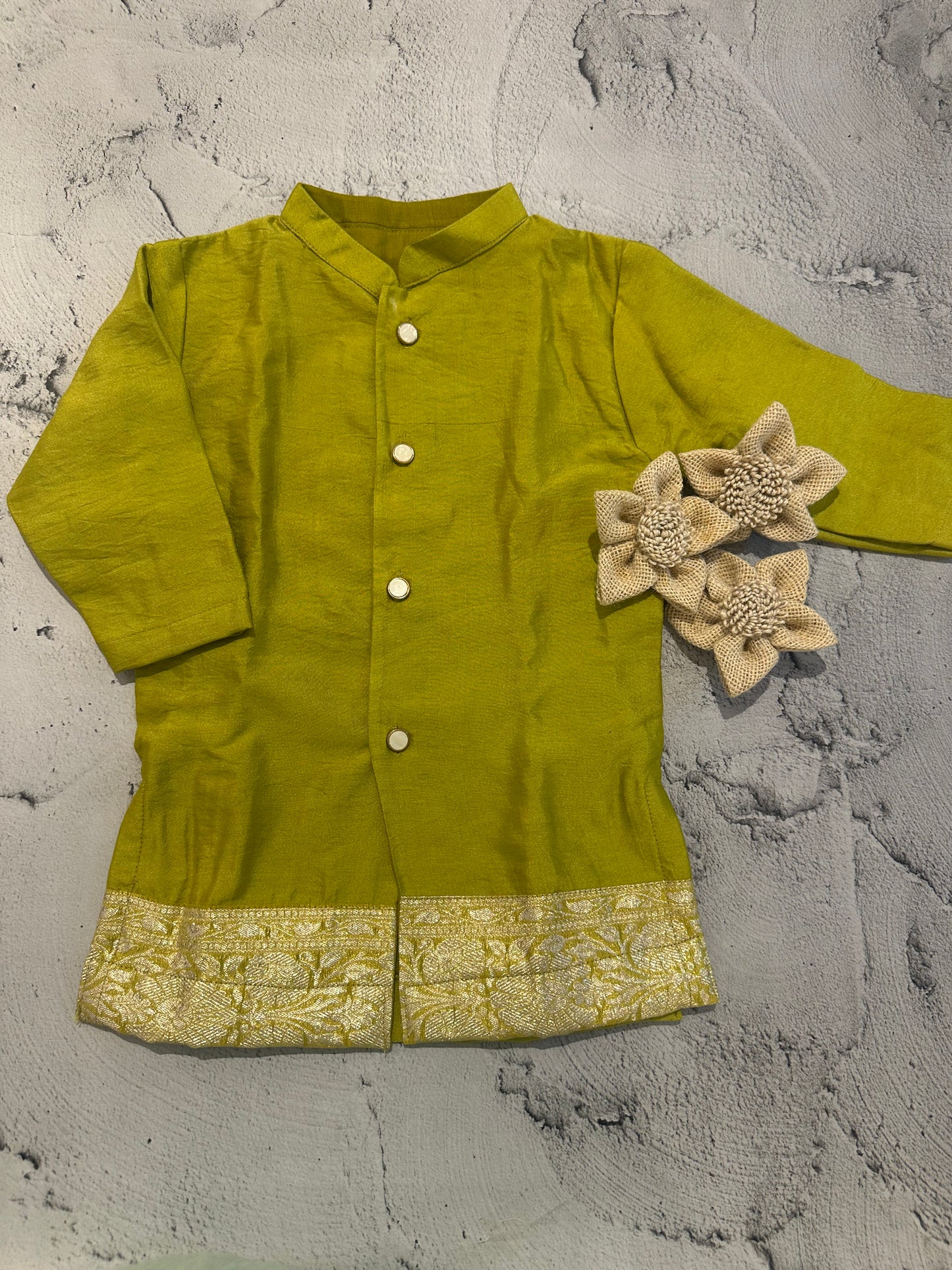 Lime whisper kurta set