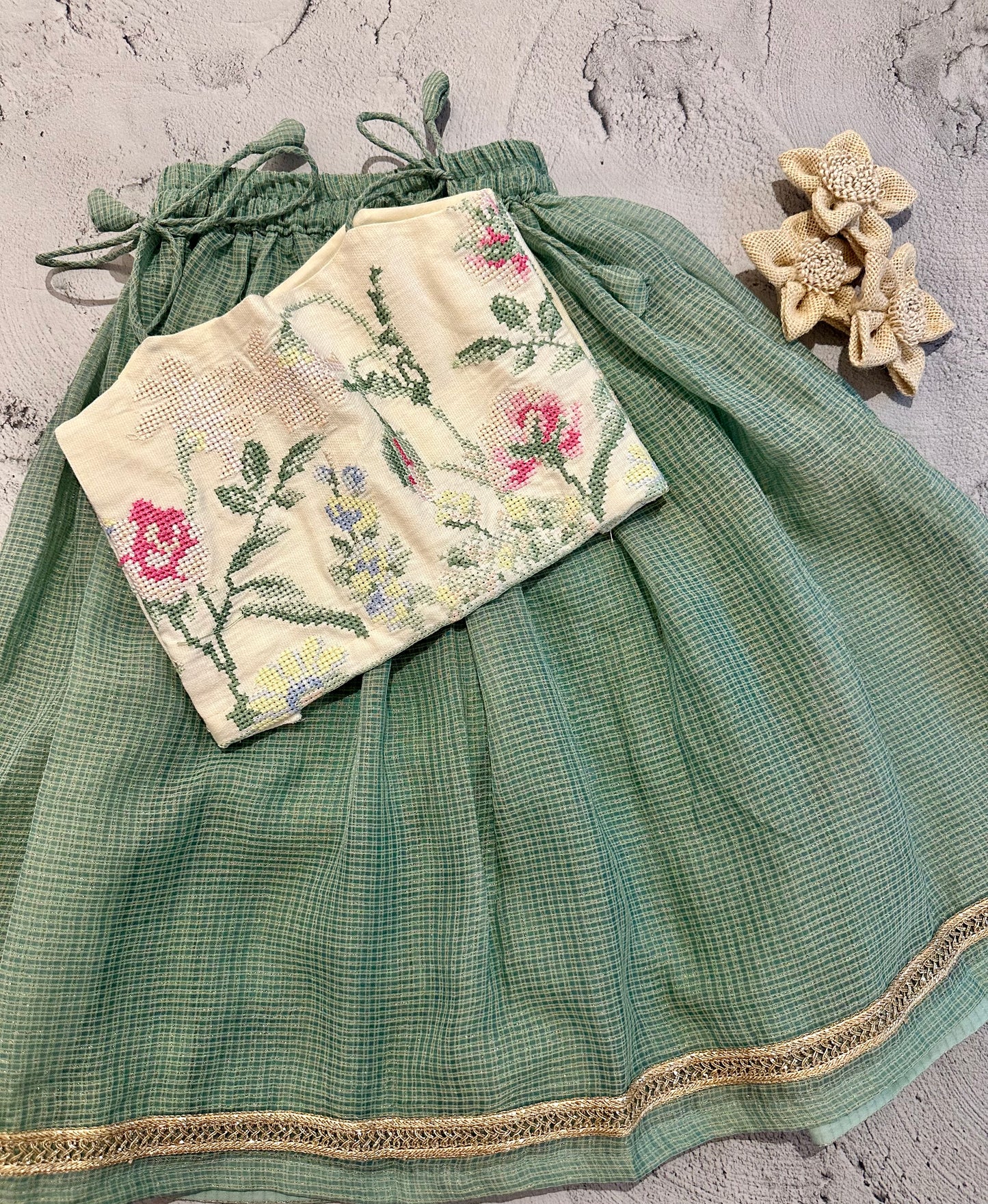 Garden cross stitch Kota skirt set