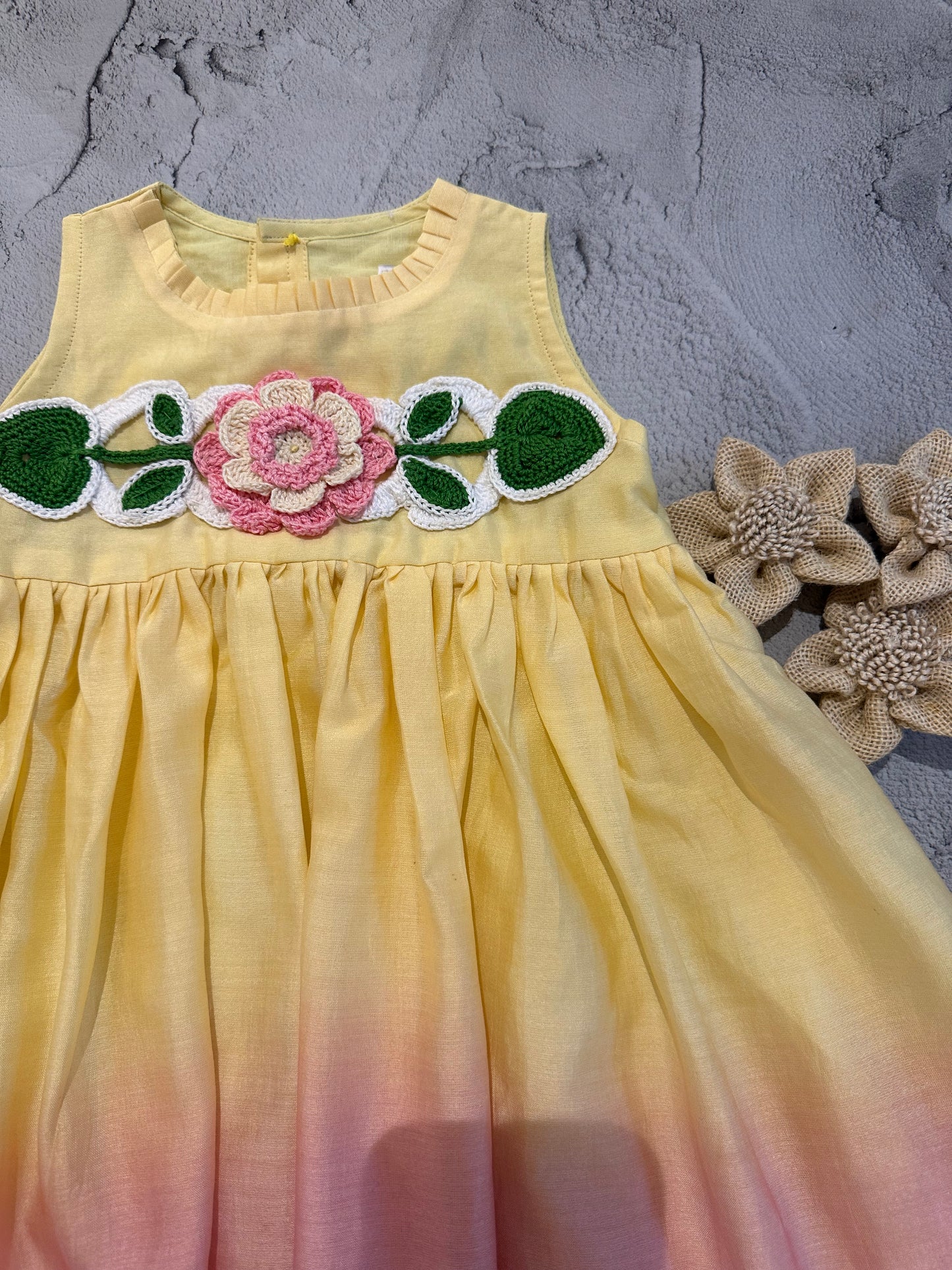 Ombré floral band crochet dress