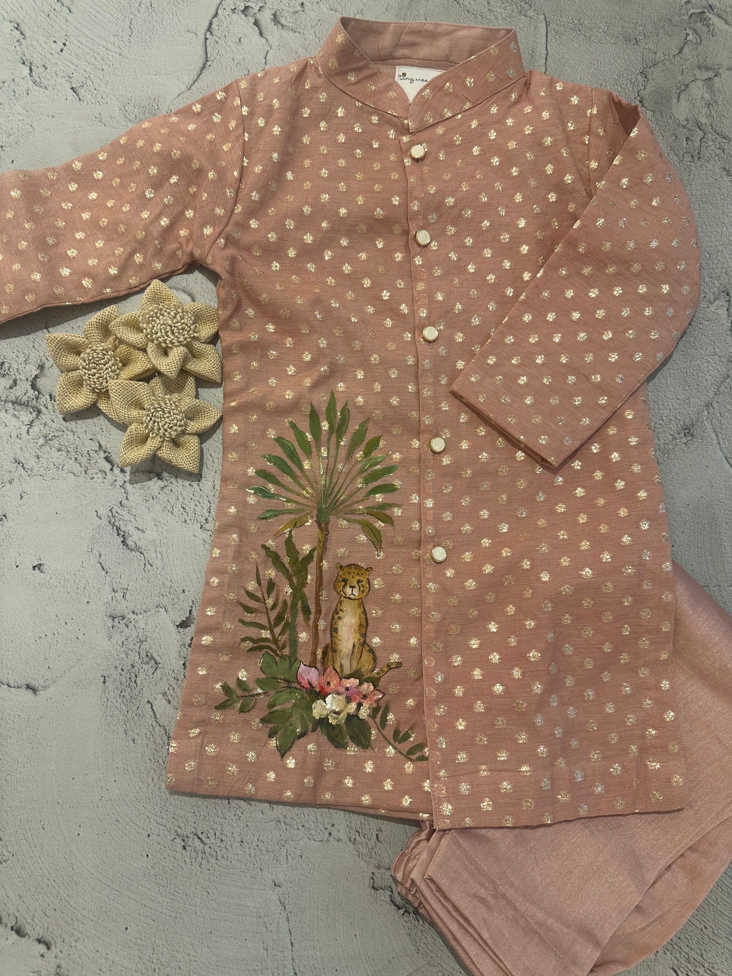Wild blush hand painted kurta set (2-3 years)