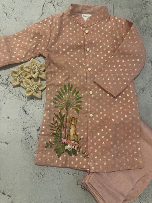 Wild blush hand painted kurta set (2-3 years)