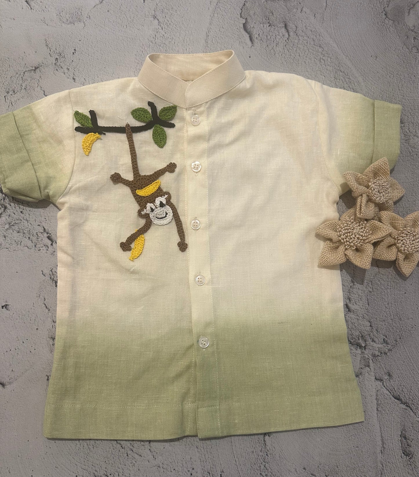 Hanging monkey crochet shirt