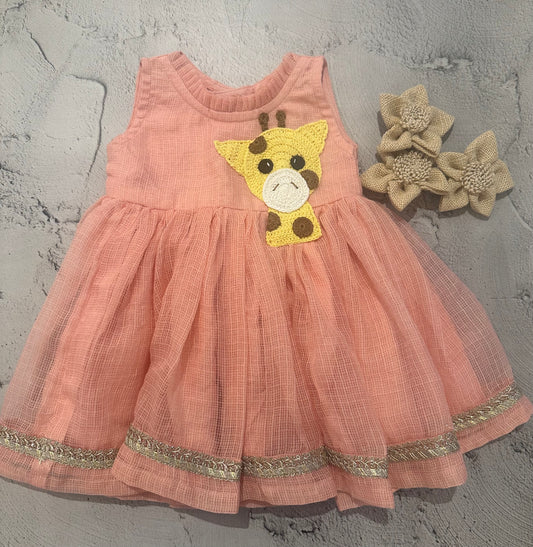 Pink giraffe crochet dress