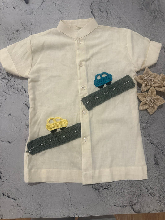Car track crochet shirt