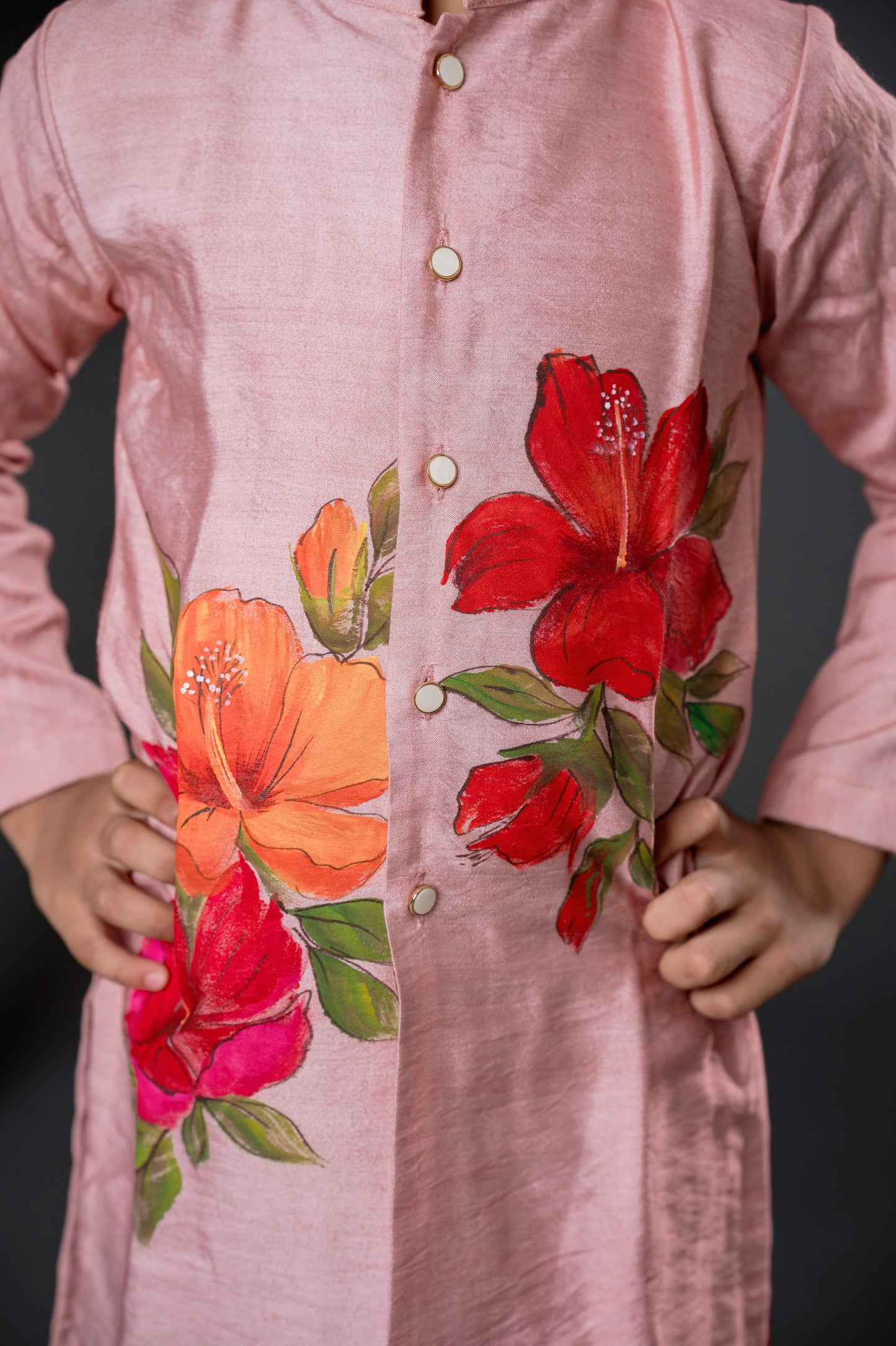 Hibiscus hand painted kurta set