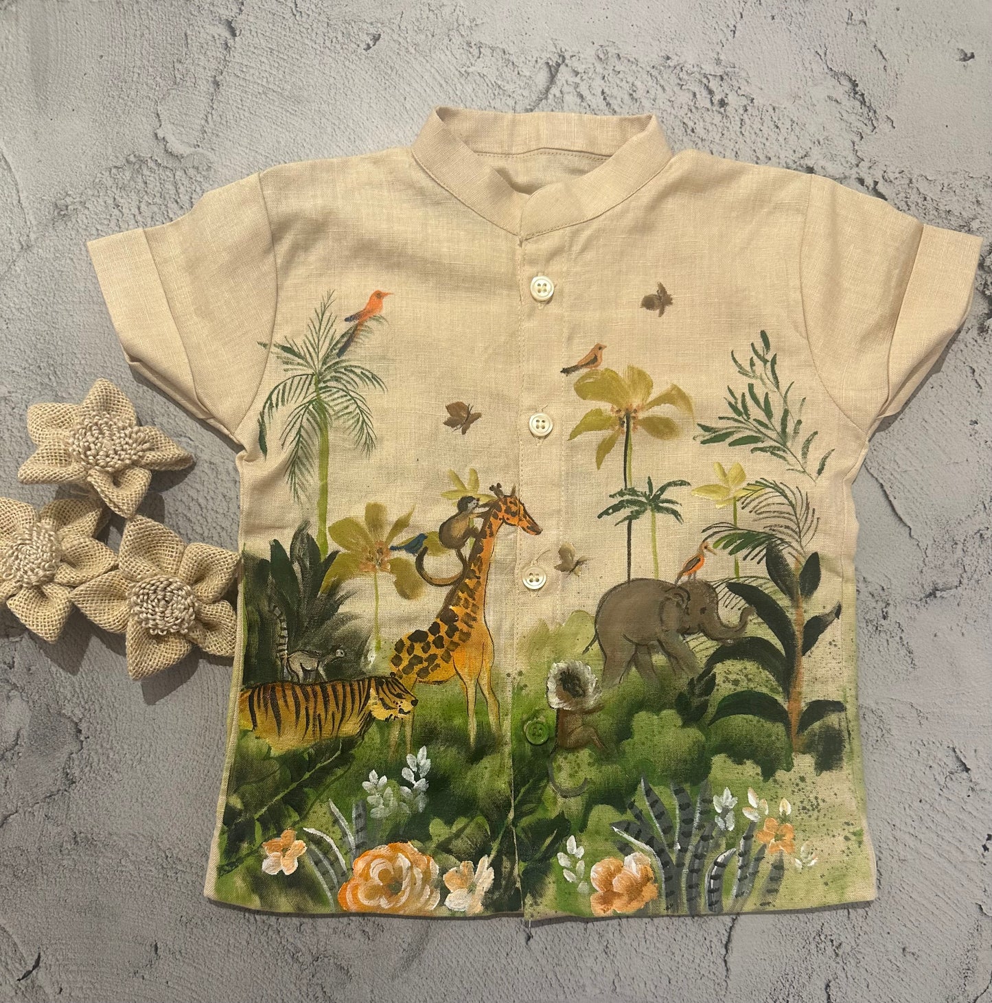Jungle theme hand painted shirt