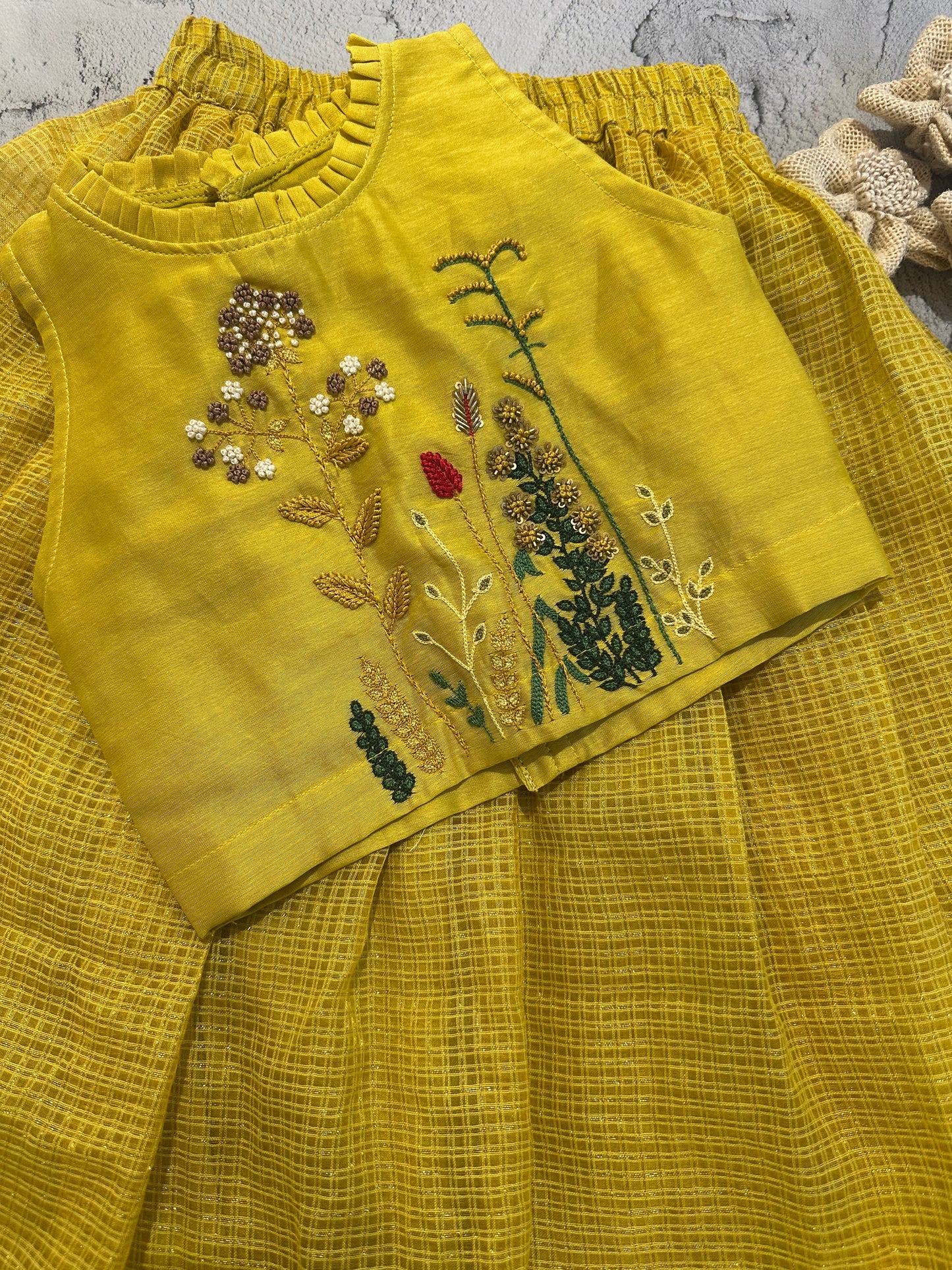 Yellow Kota garden skirt set