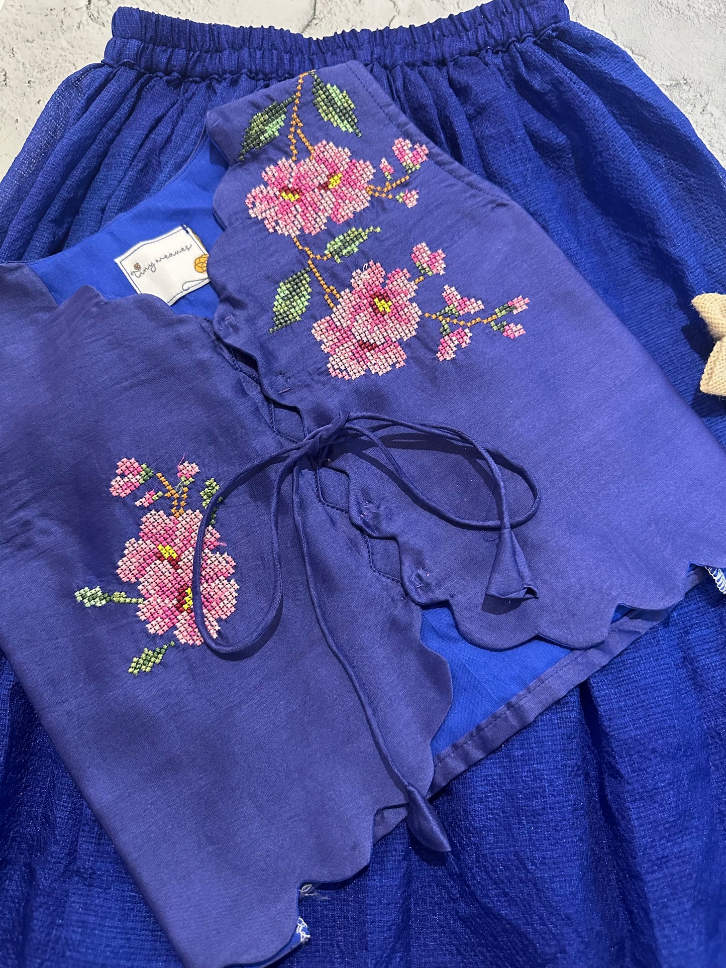 Kota rose garden skirt set (dark blue)