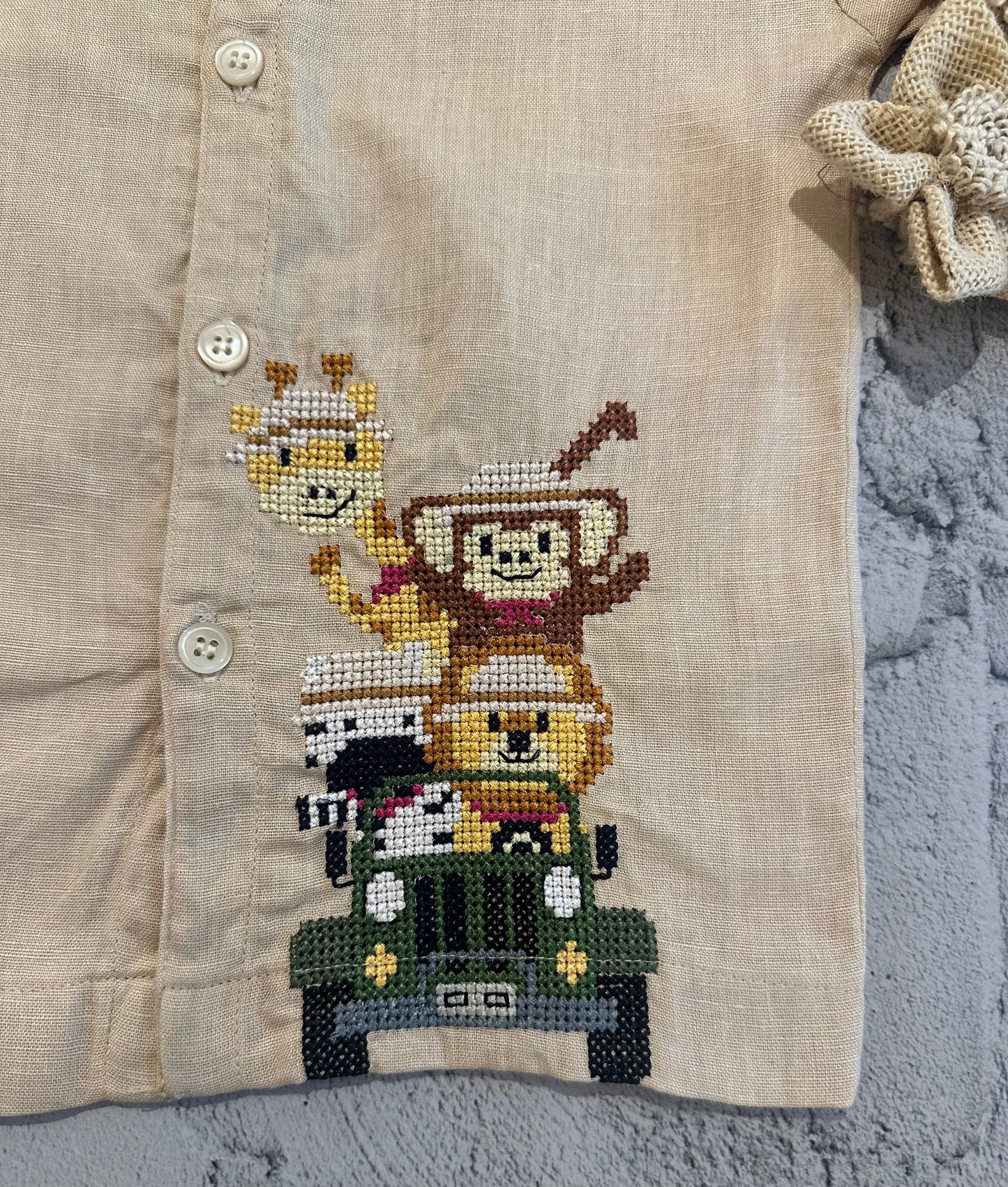 Cross stitch safari shirt