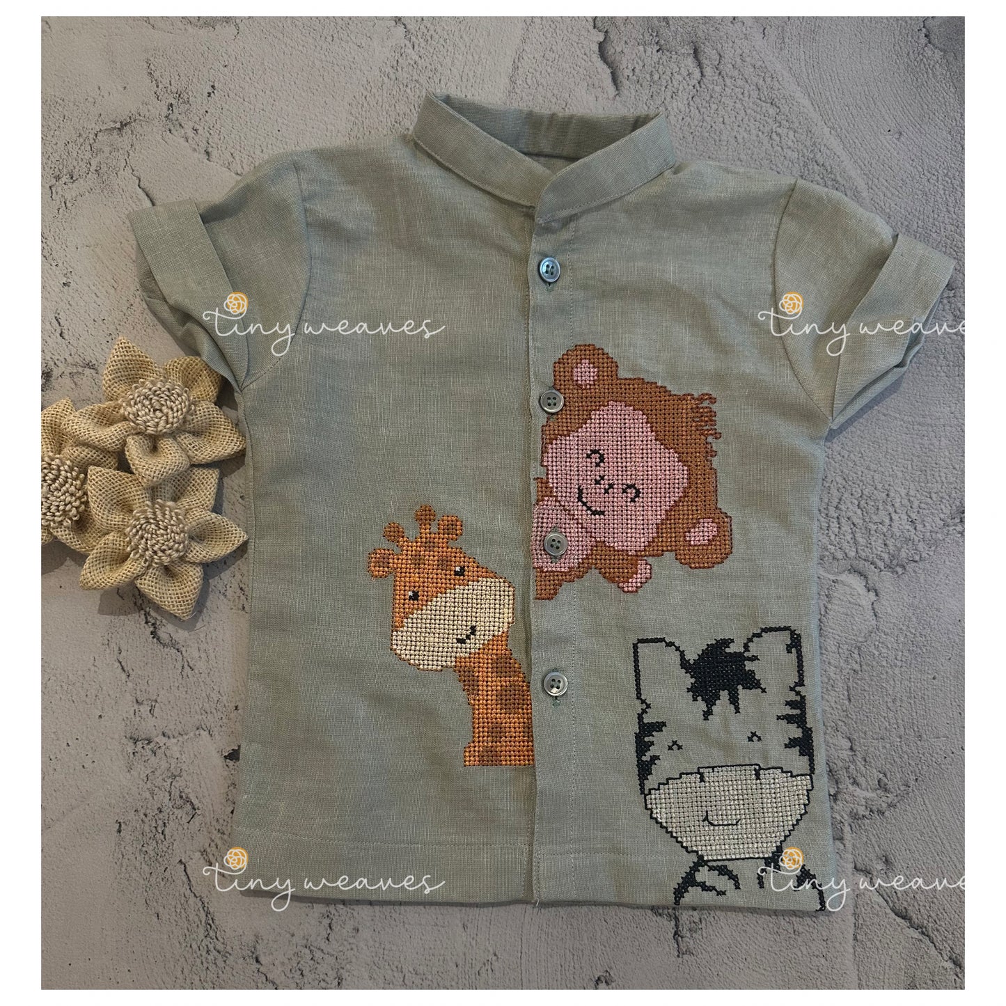 Monkey zebra giraffe cross stitch shirt