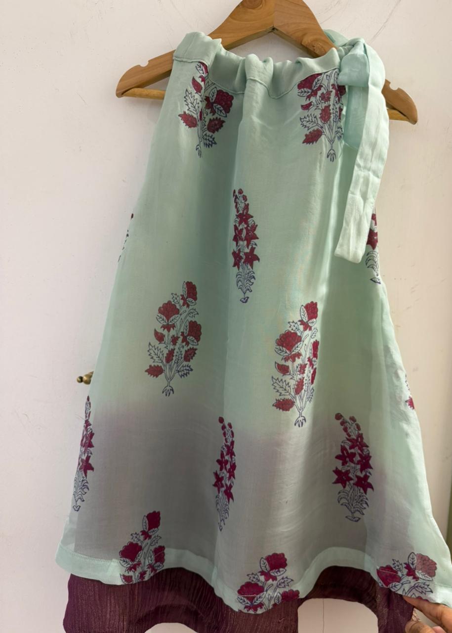 Mint Blossom Organza Layered Dress (4-5 YEARS)