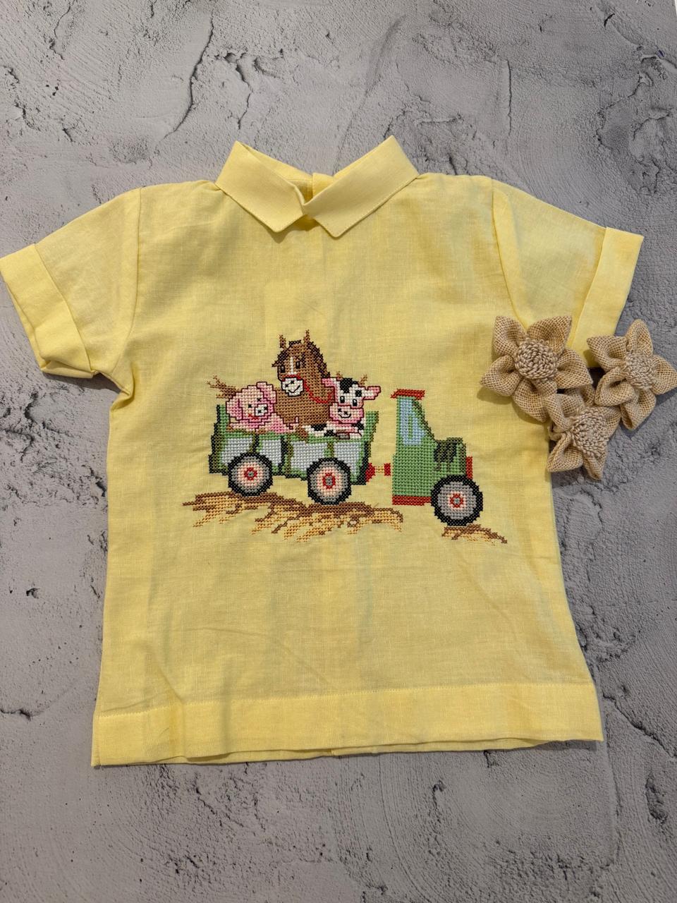 farmyard adventure cross stitch shirt