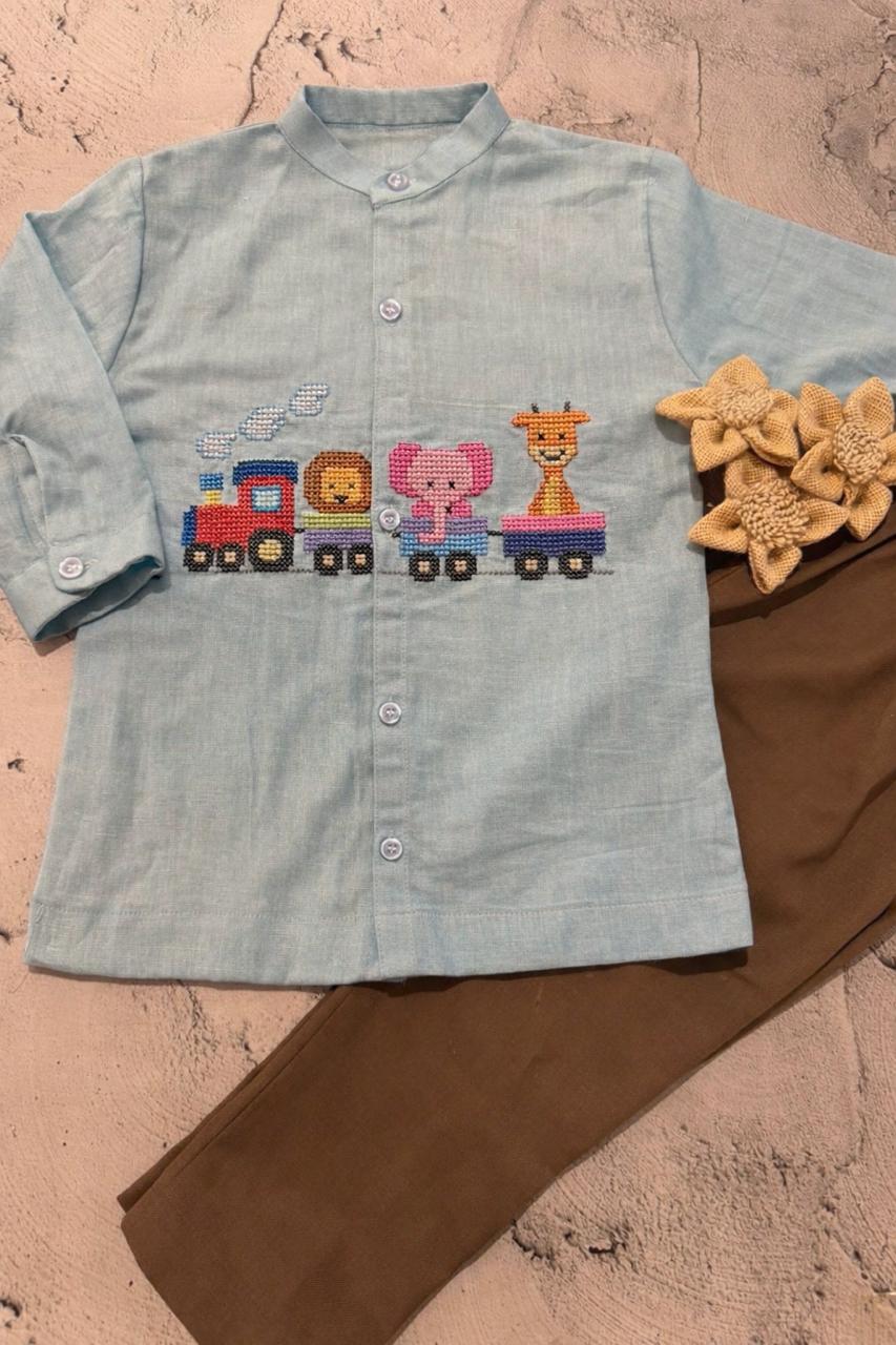 little animal express cross stitch shirt