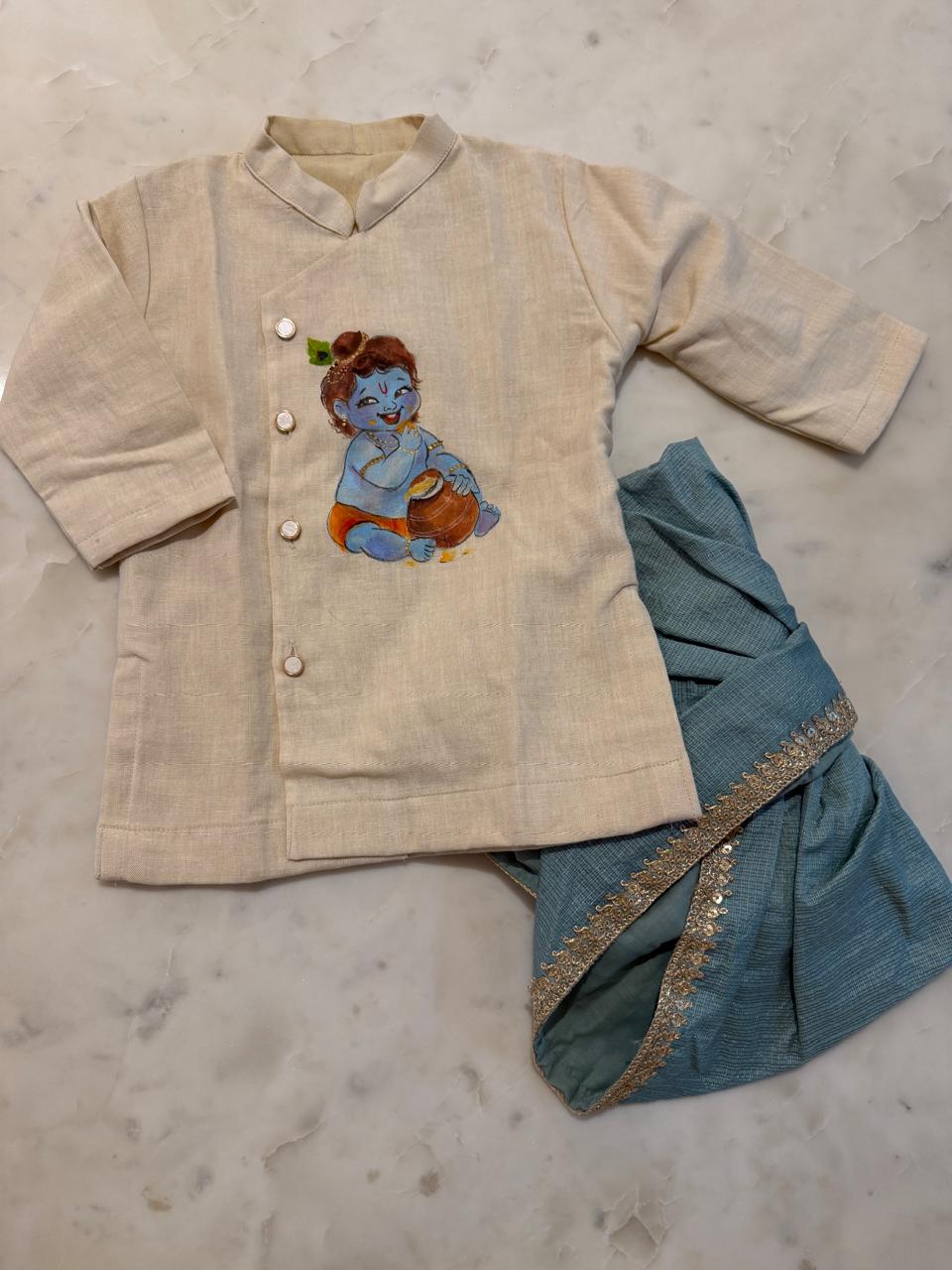 little krishna hanpainted dhoti set