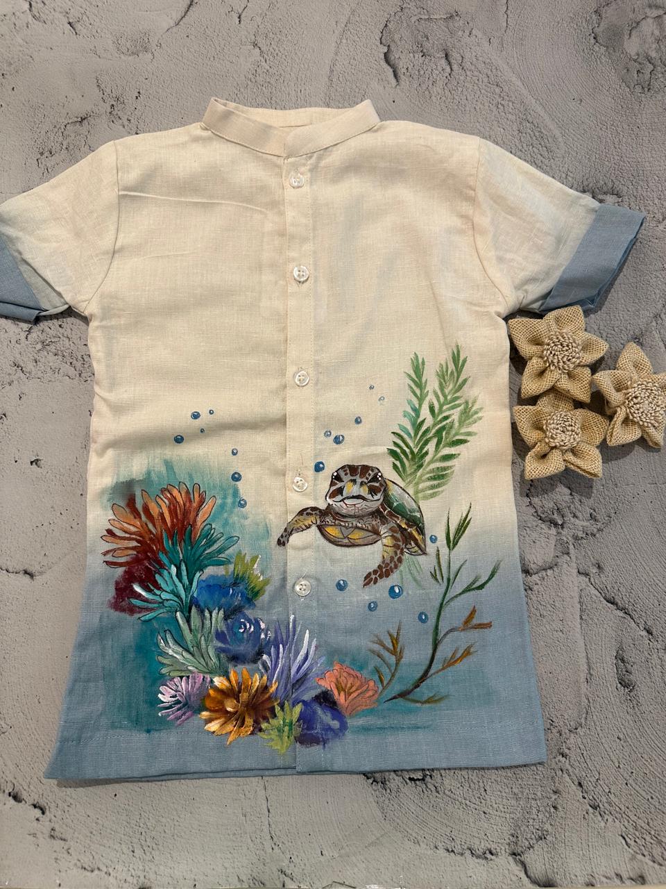 under the sea theme handpainted shirt