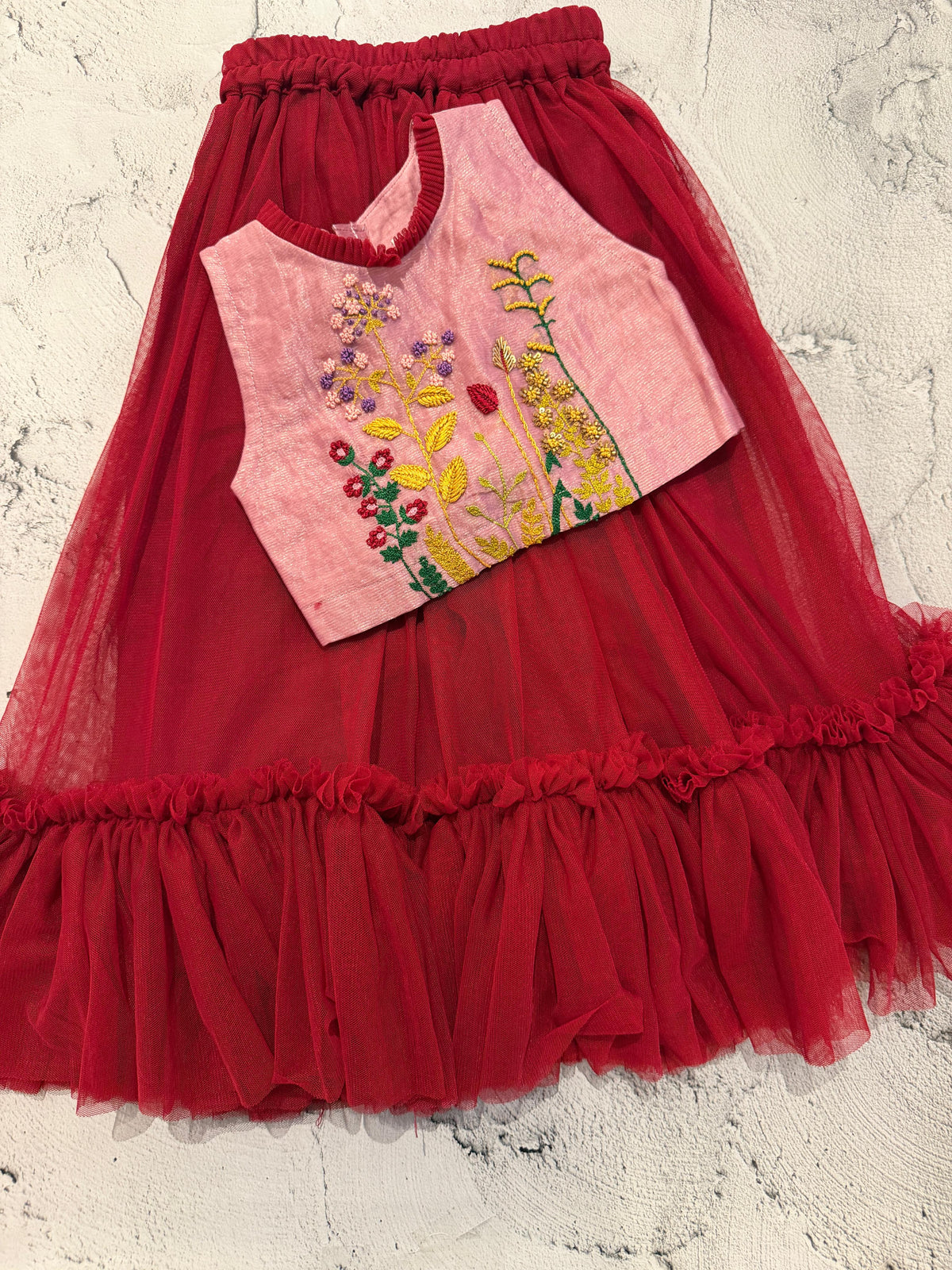 crimson Garden Skirt Set
