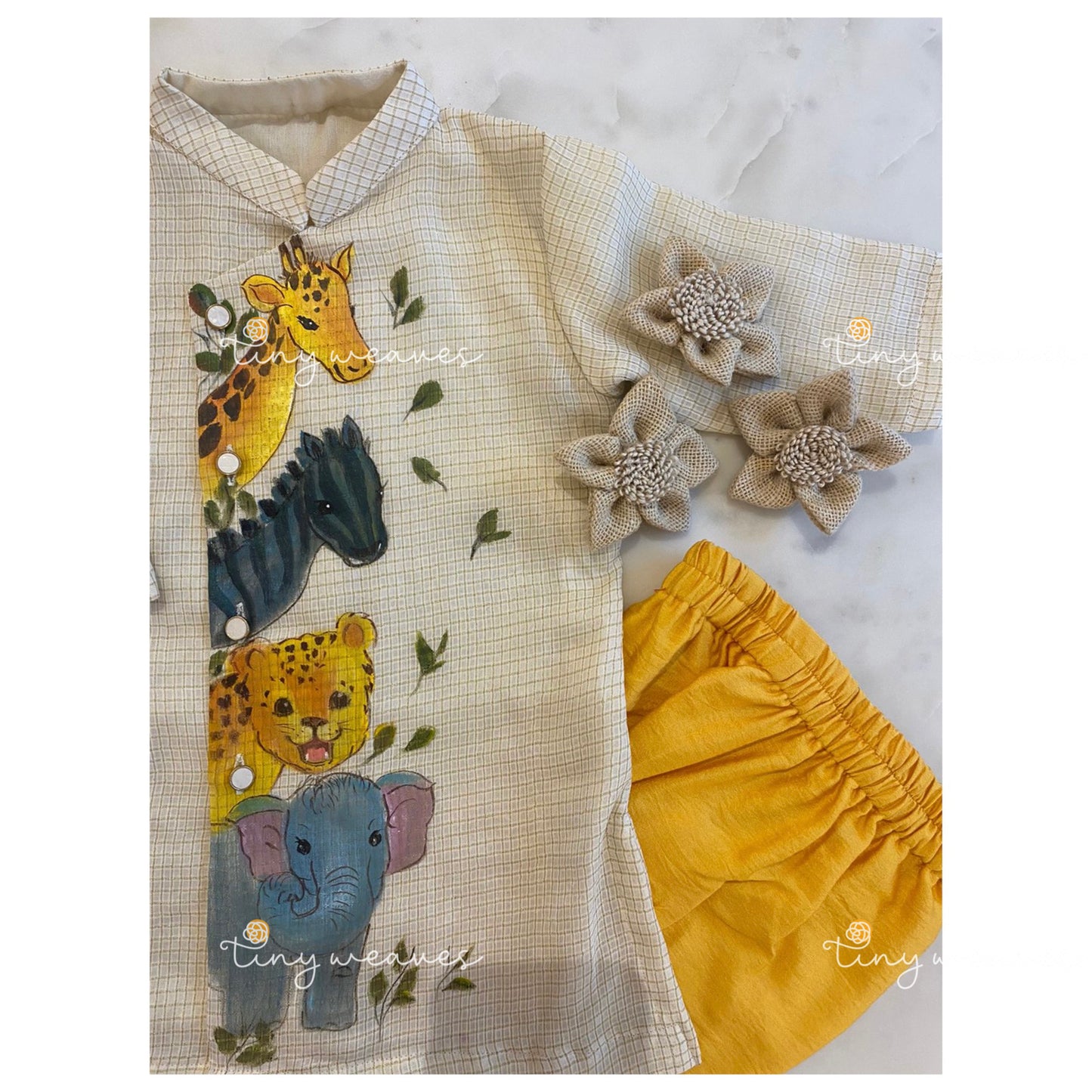 Peeping animal kota checks kurta & pants