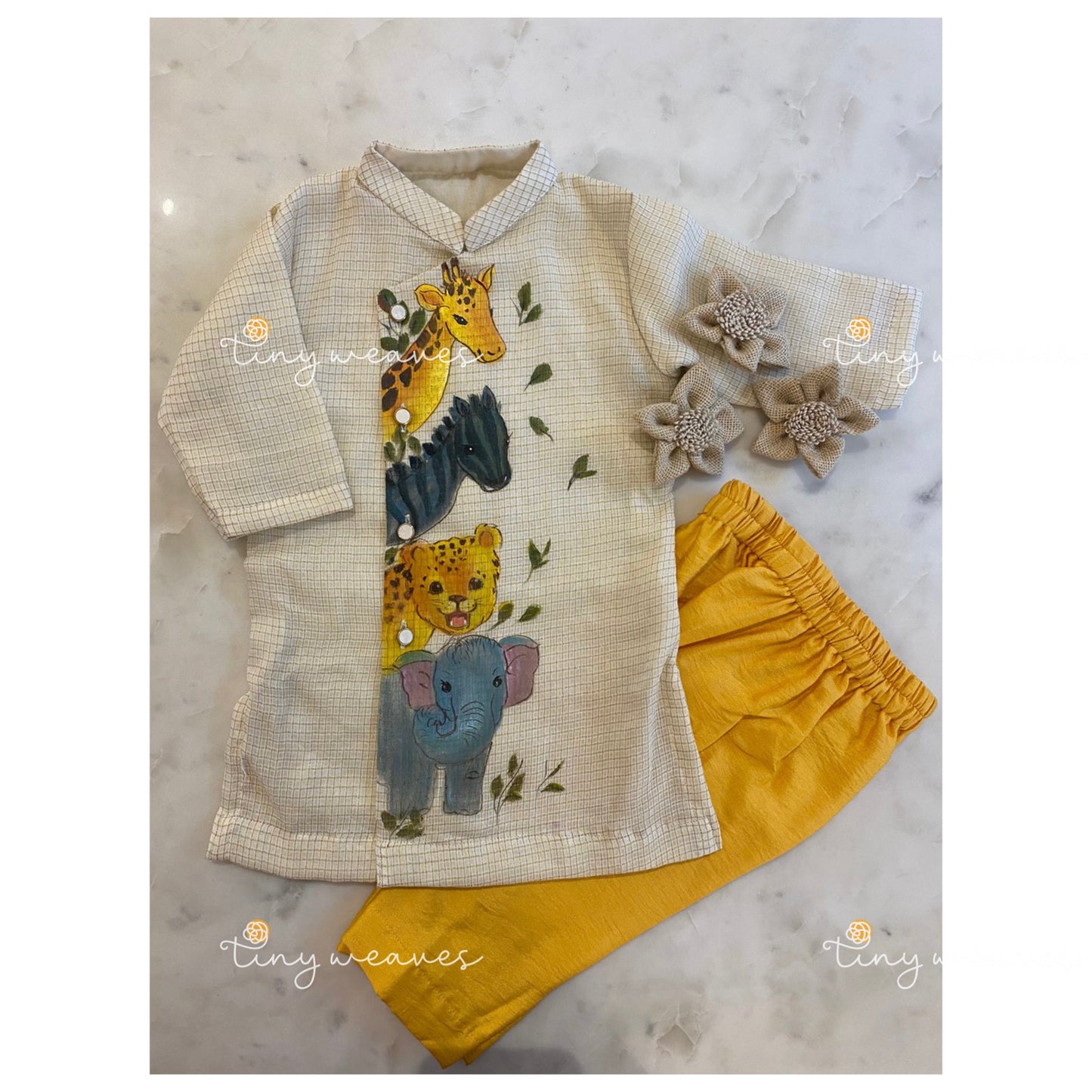 Peeping animal kota checks kurta & pants