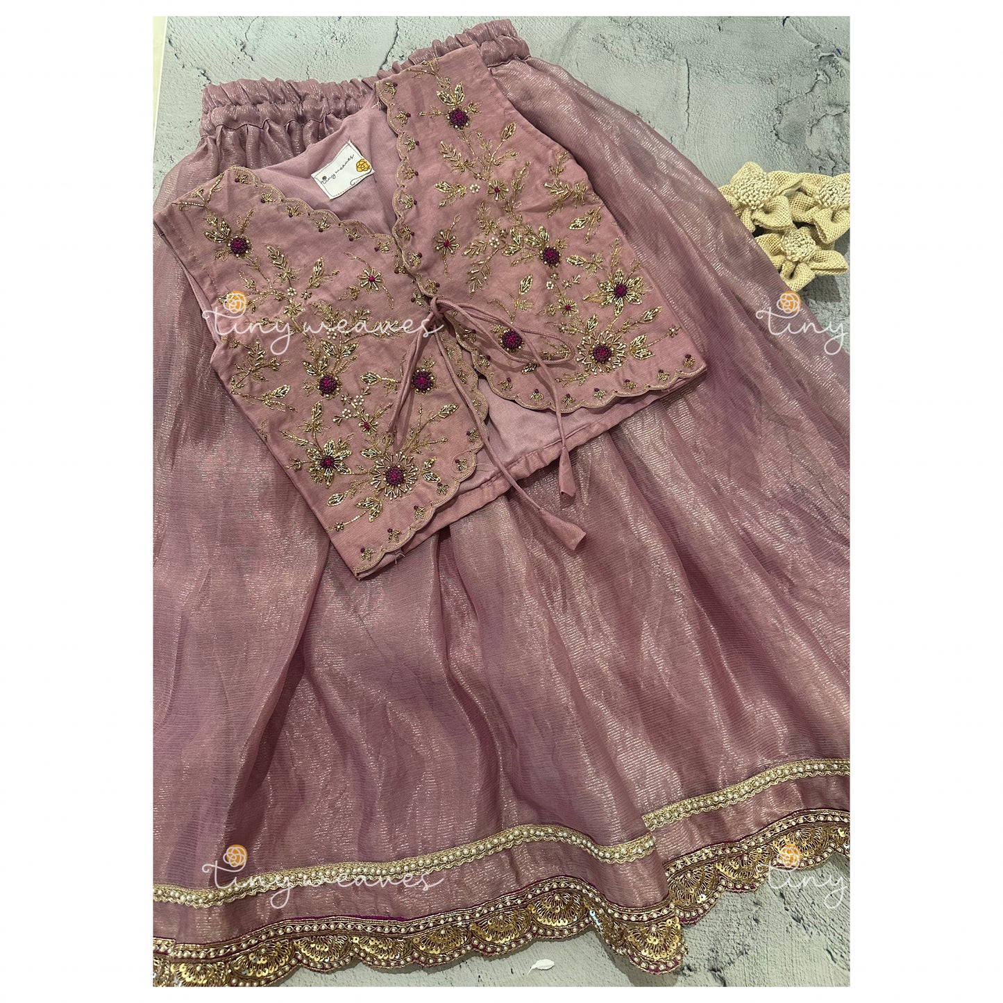 Tissue embroidered skirt set