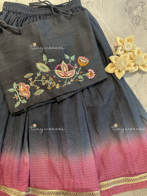 Ombré Kota embroidered skirt set