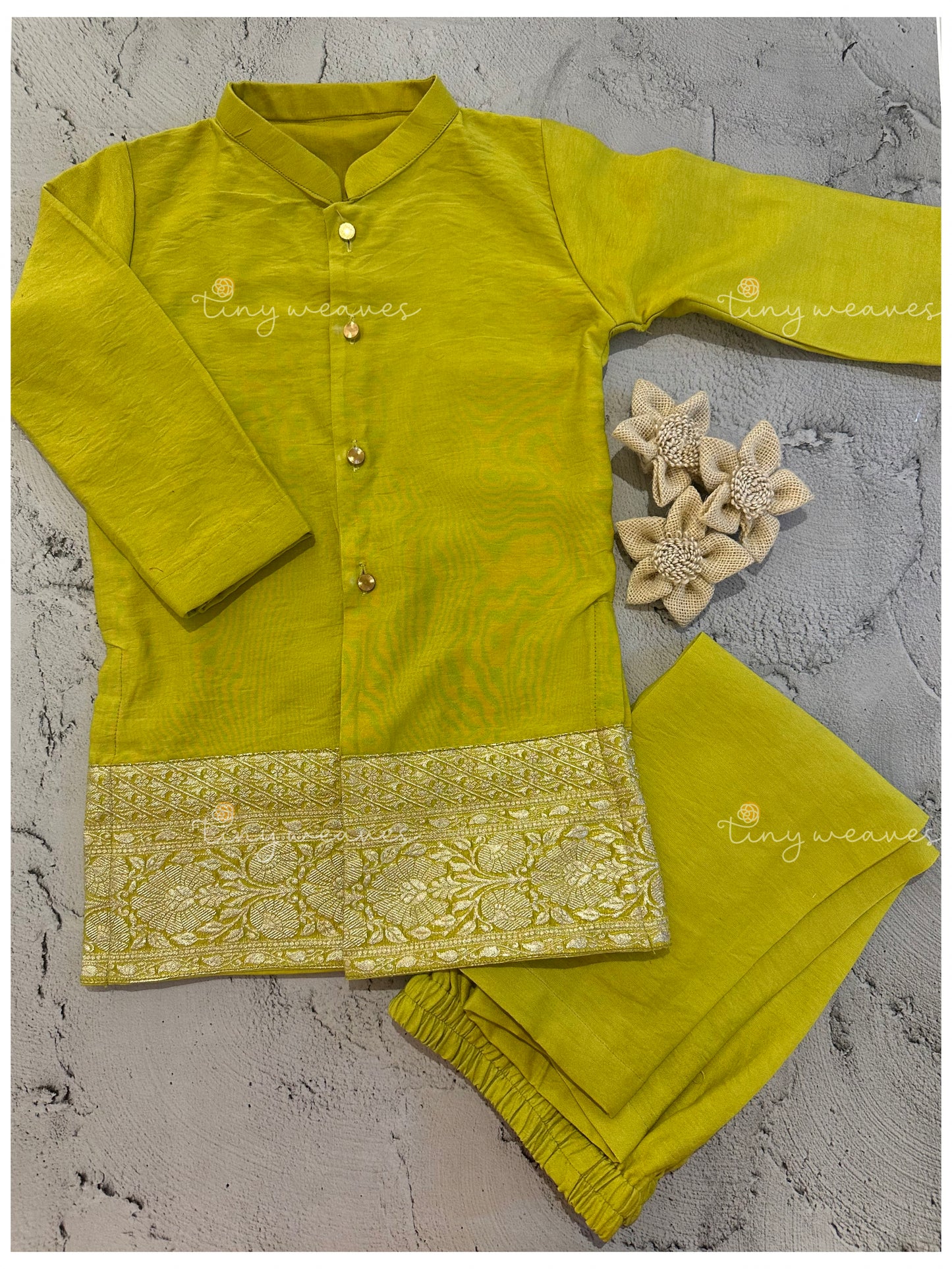 Royal kurta set [ Lime green ]