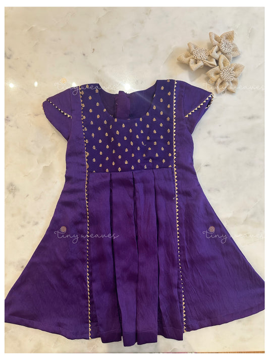 Box pleat frock [ purple]