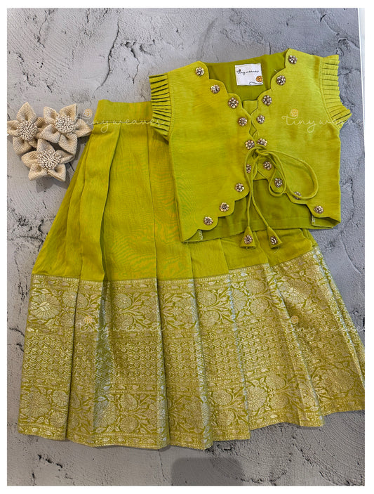 Royal skirt set [ lime green ]