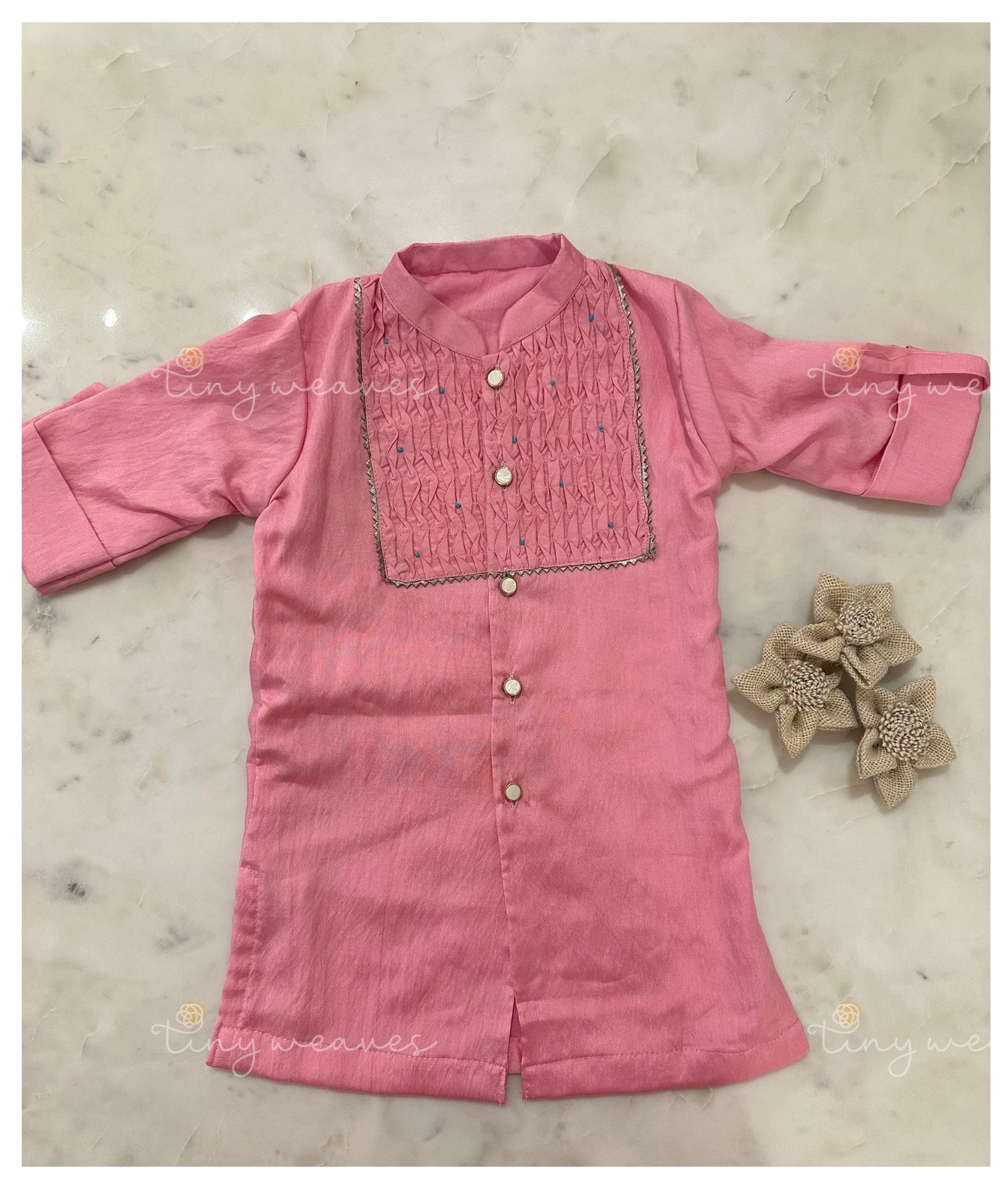 Weave kurta set [ pink ]