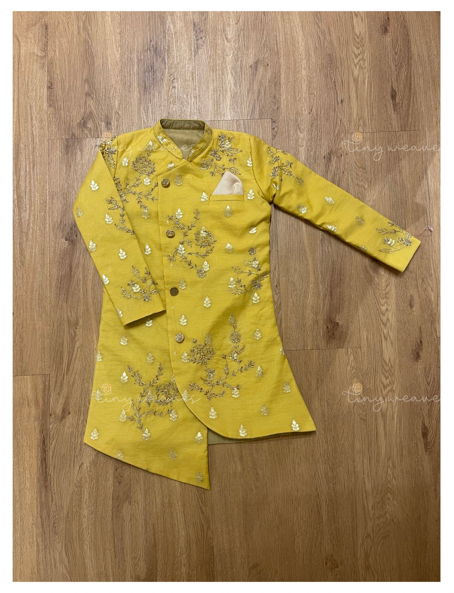 The royal embroidered kurta set [ yellow ]