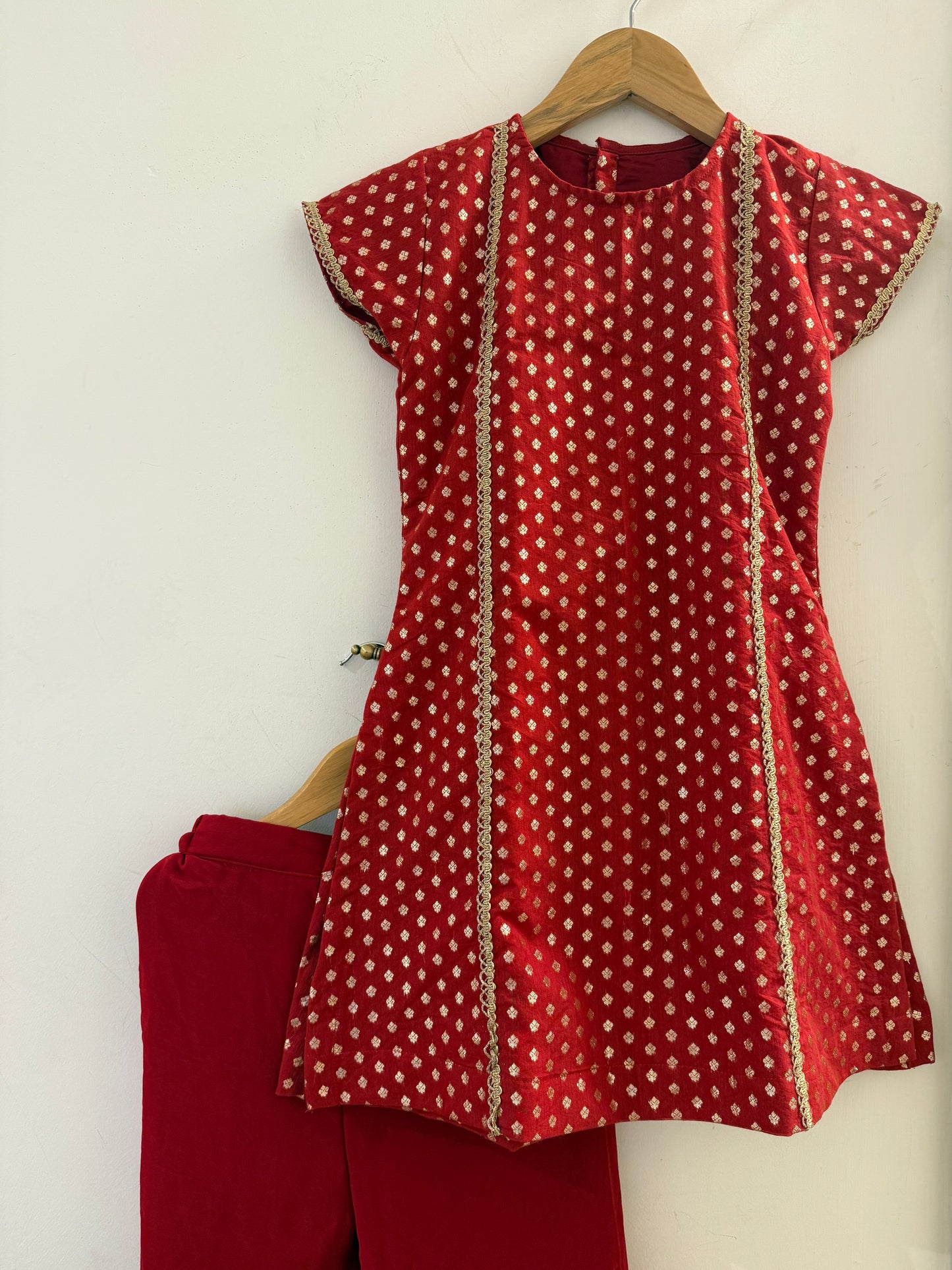 Red chanderi salwar set