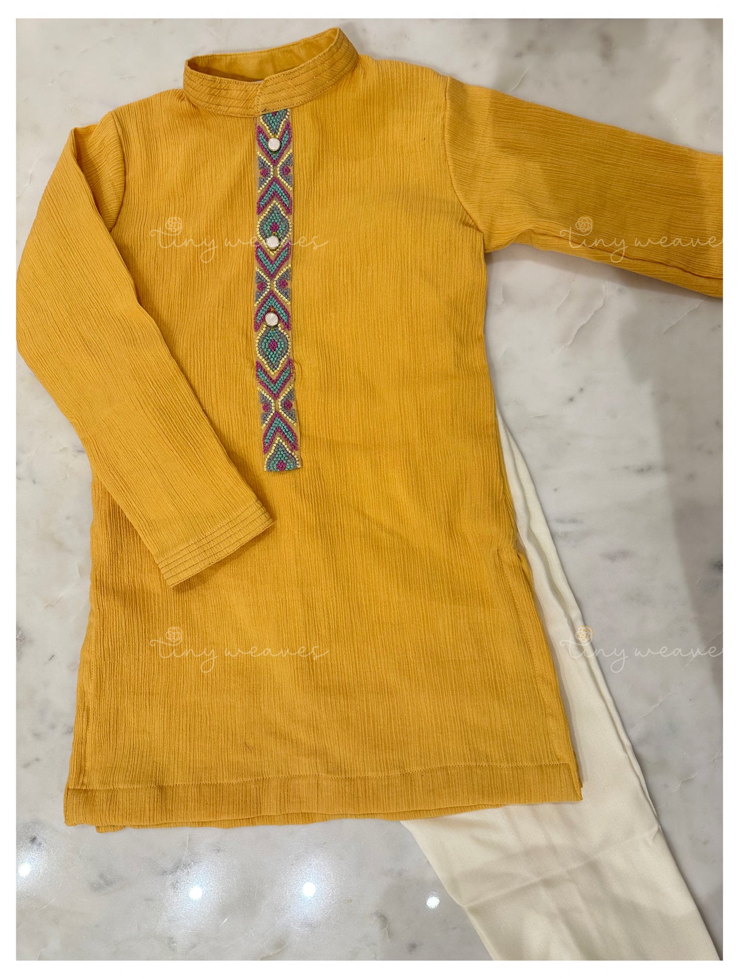 The lace kurta set [ yellow ]