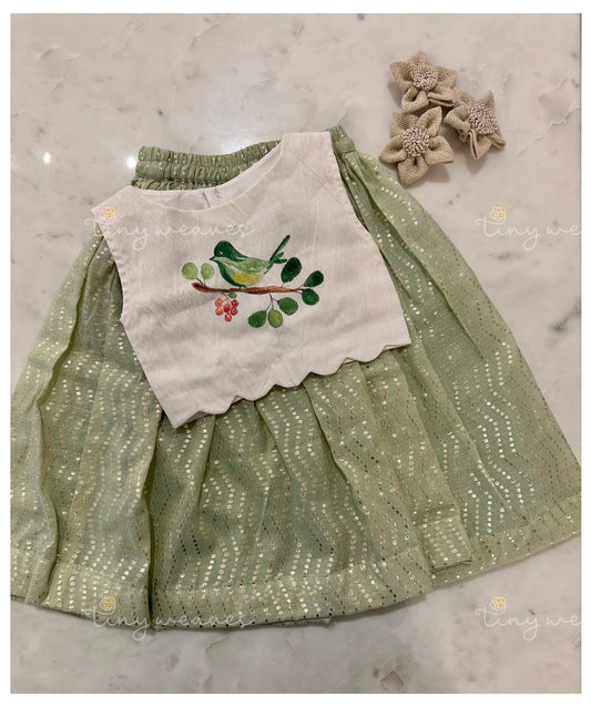 Singing sparrow skirt set - Green