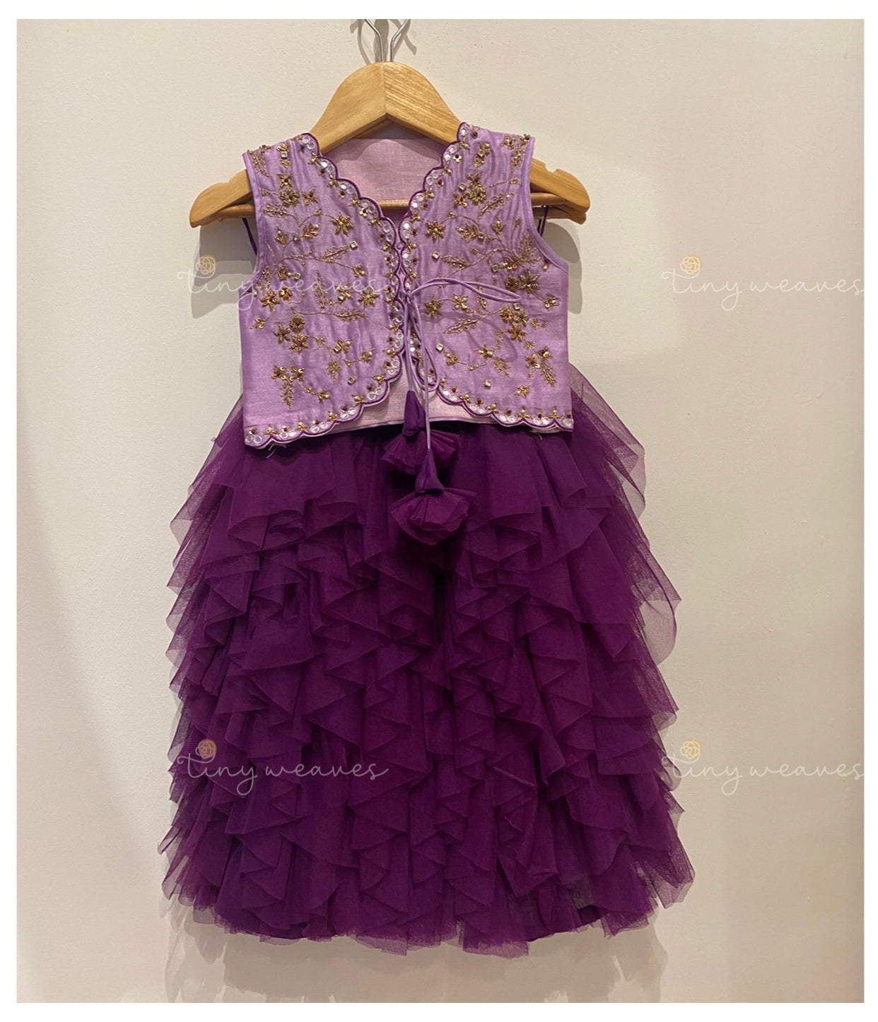 Tulle embroidered skirt set [ purple ]