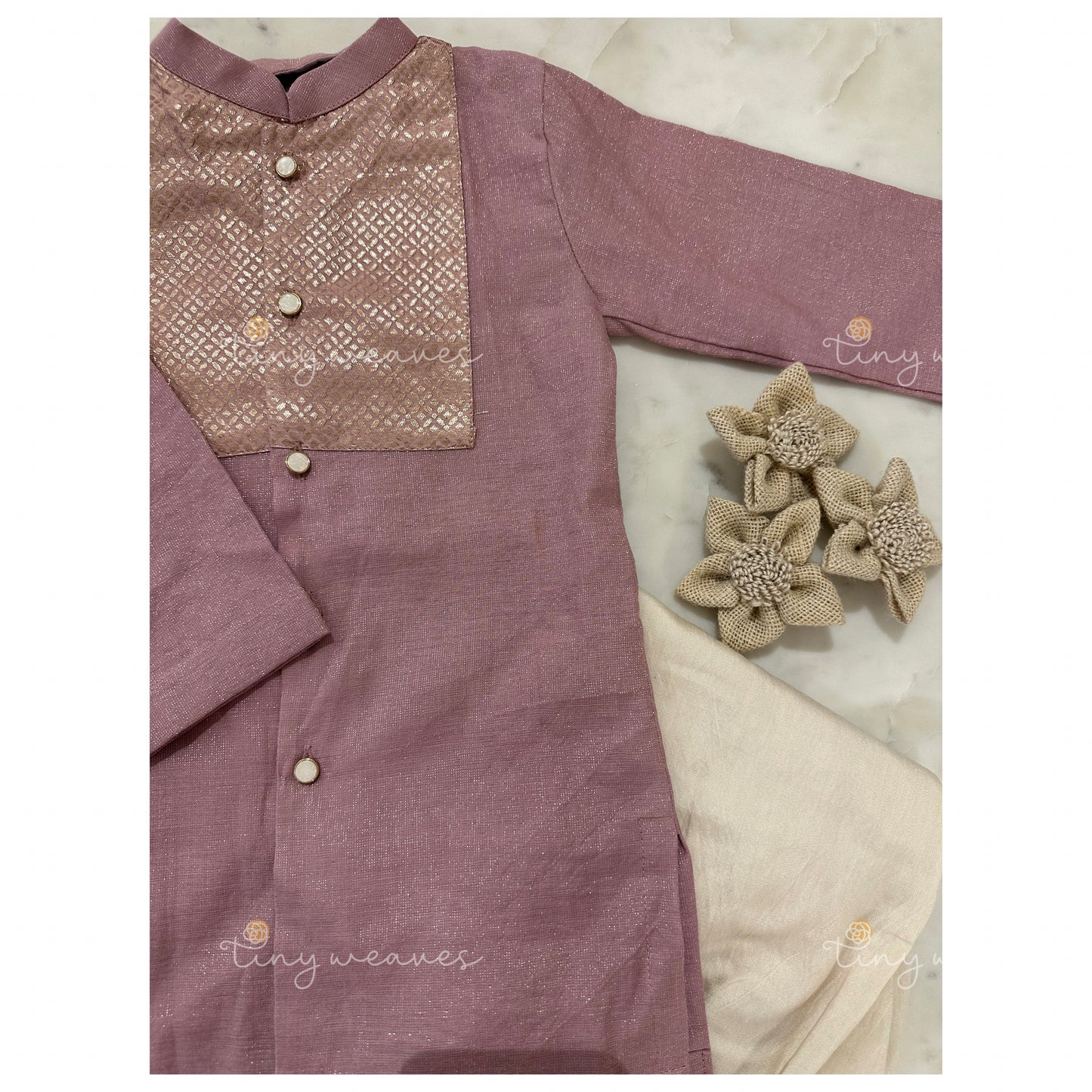 Lurex yoke kurta set [ Mauve ]