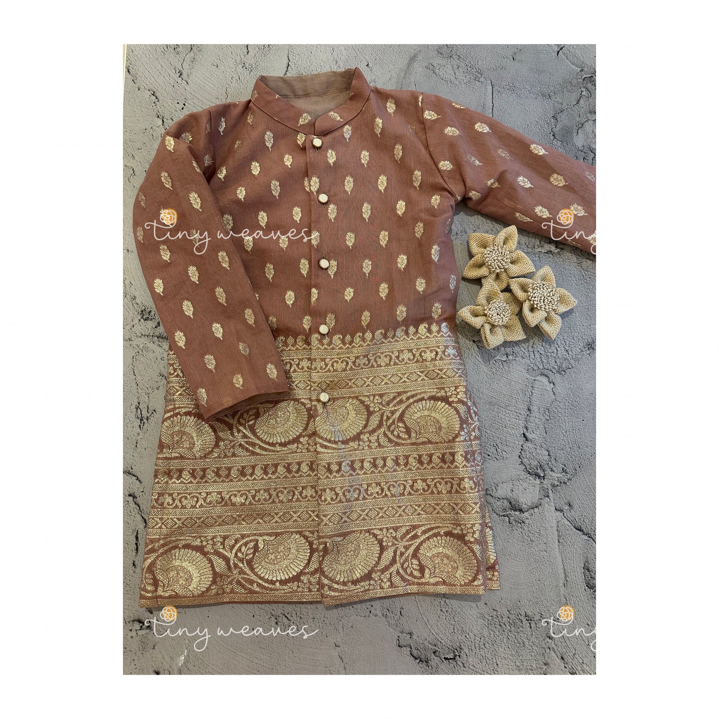 Royal flora kurta set [ brown ]