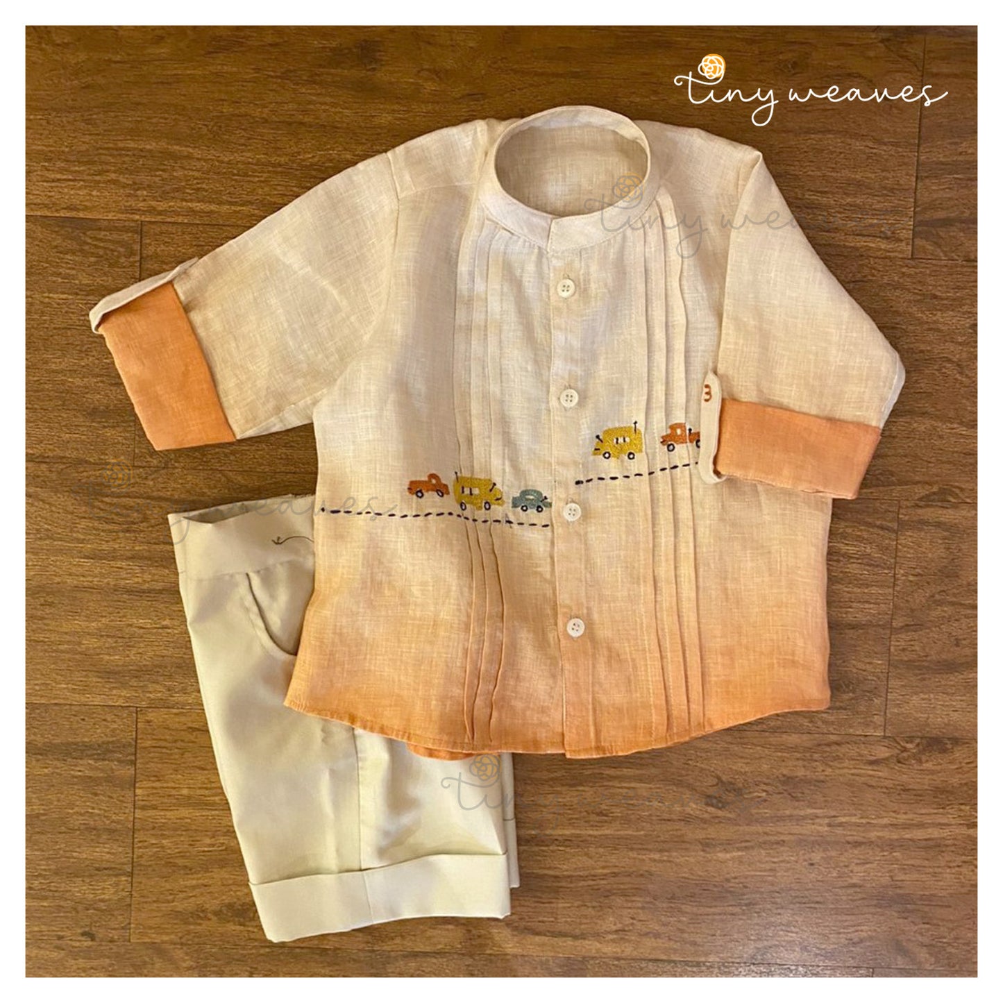 Car Embroidery Ombre Shirt [Orange]