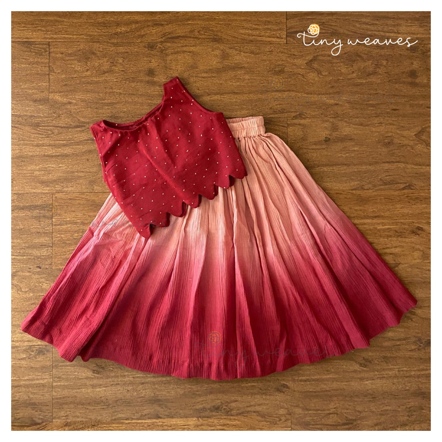 Pink & Red Ombre Skirt Set