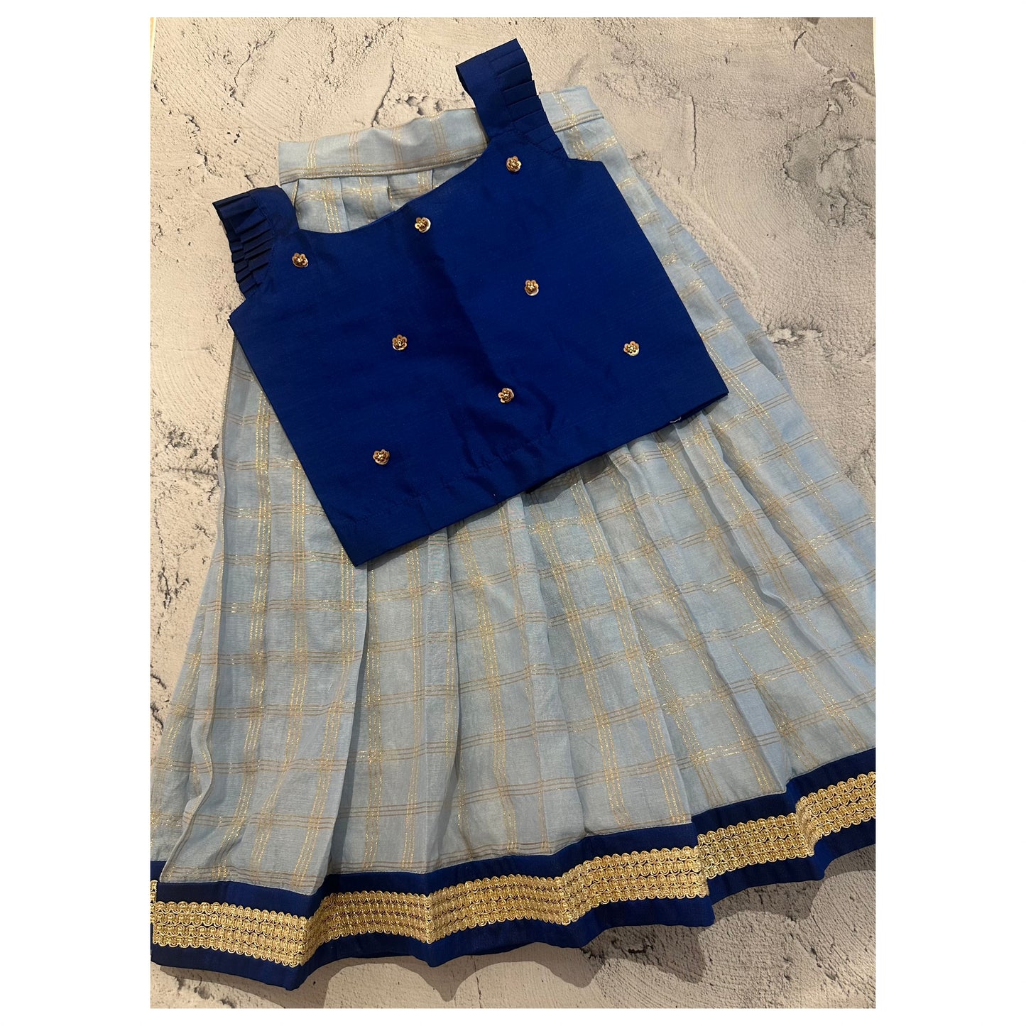 Checks skirt set [ blue ]