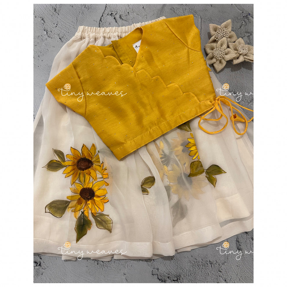 Tissue Mini Peplum Skirt Sunflower